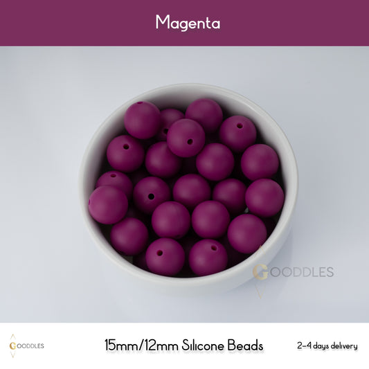 Magenta Silicone Beads Round Silicone Beads