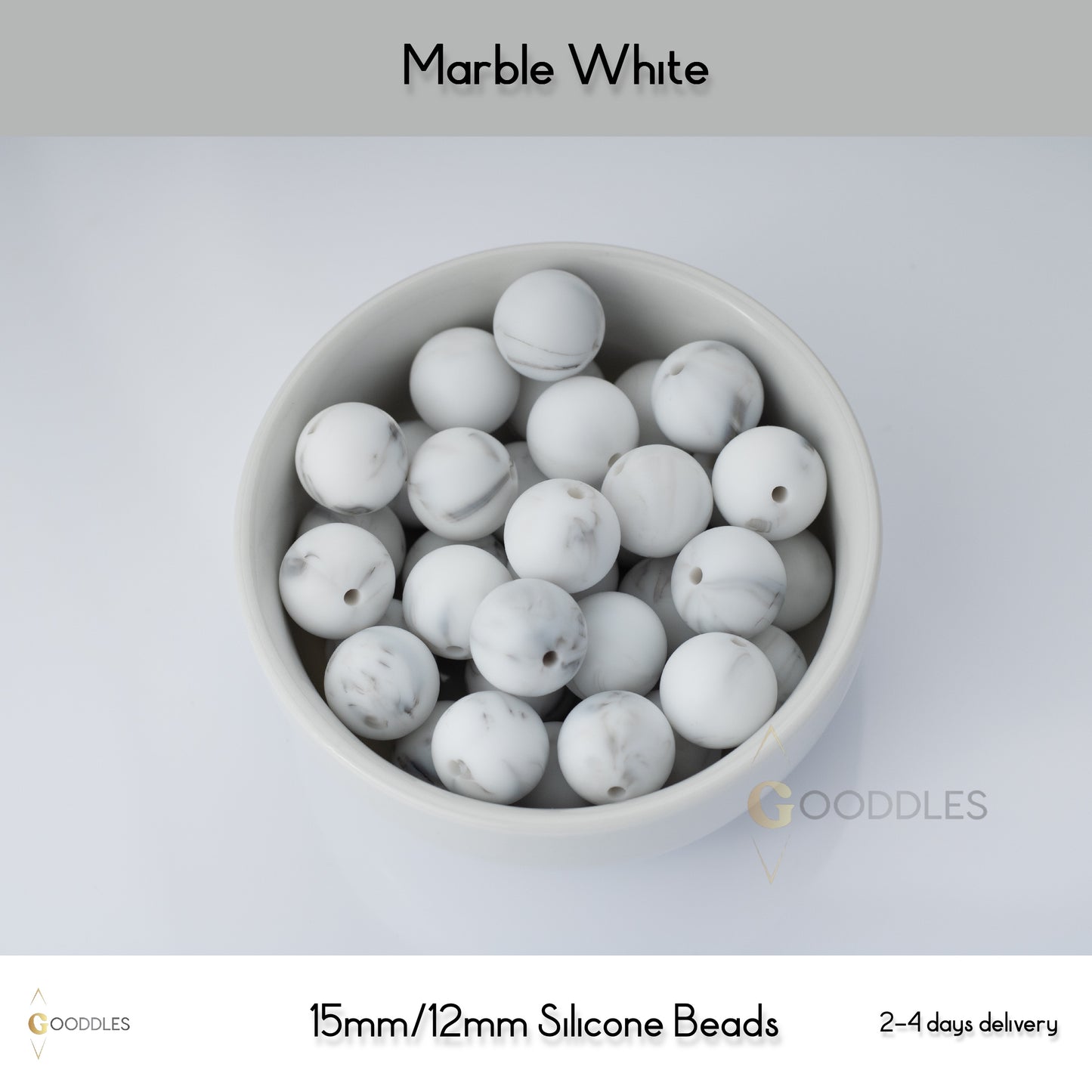 Marble White Silicone Beads Round Silicone Beads