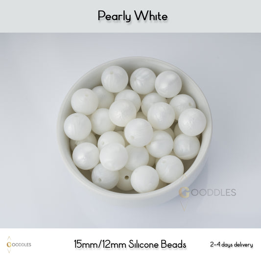 Pearly White Silicone Beads Round Silicone Beads