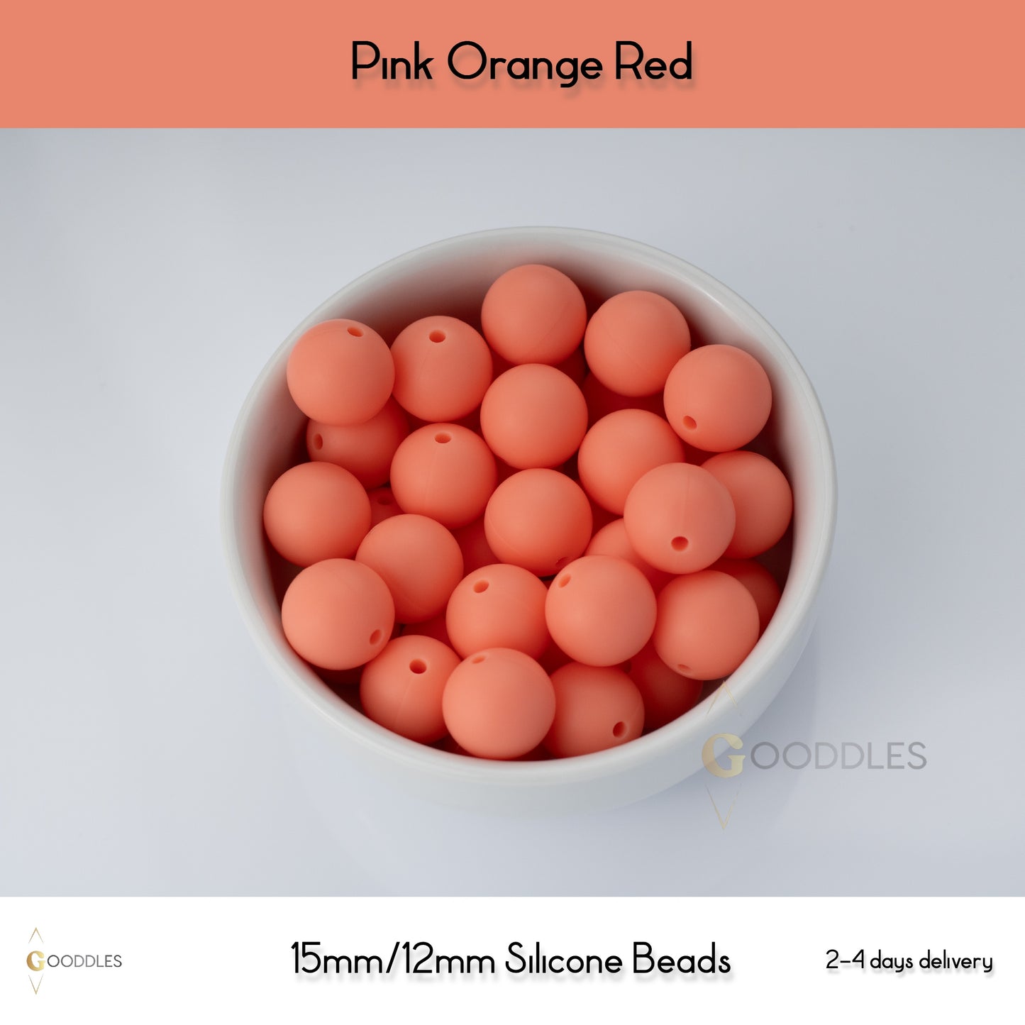 Pink Orange Red Silicone Beads Round Silicone Beads