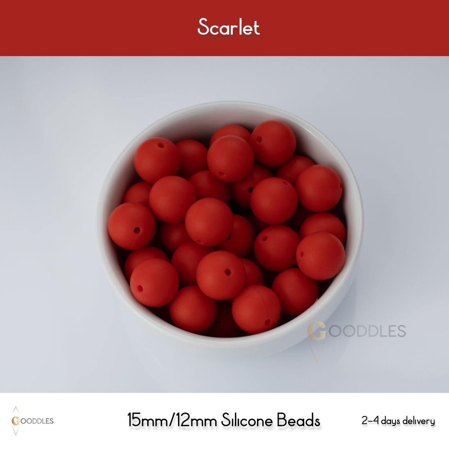 Scarlet Silicone Beads Round Silicone Beads