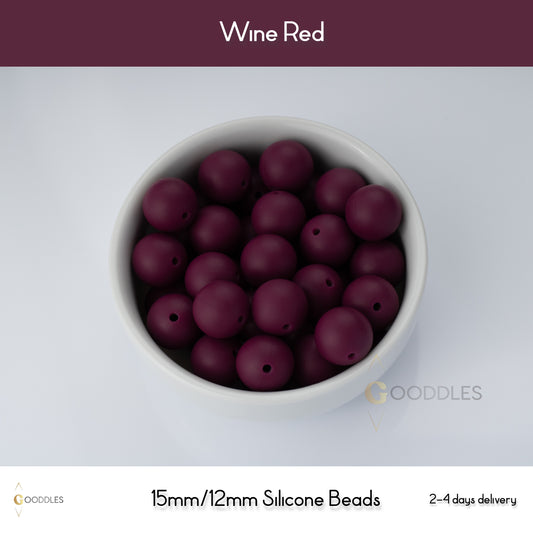 Wine Red Silicone Beads Round Silicone Beads