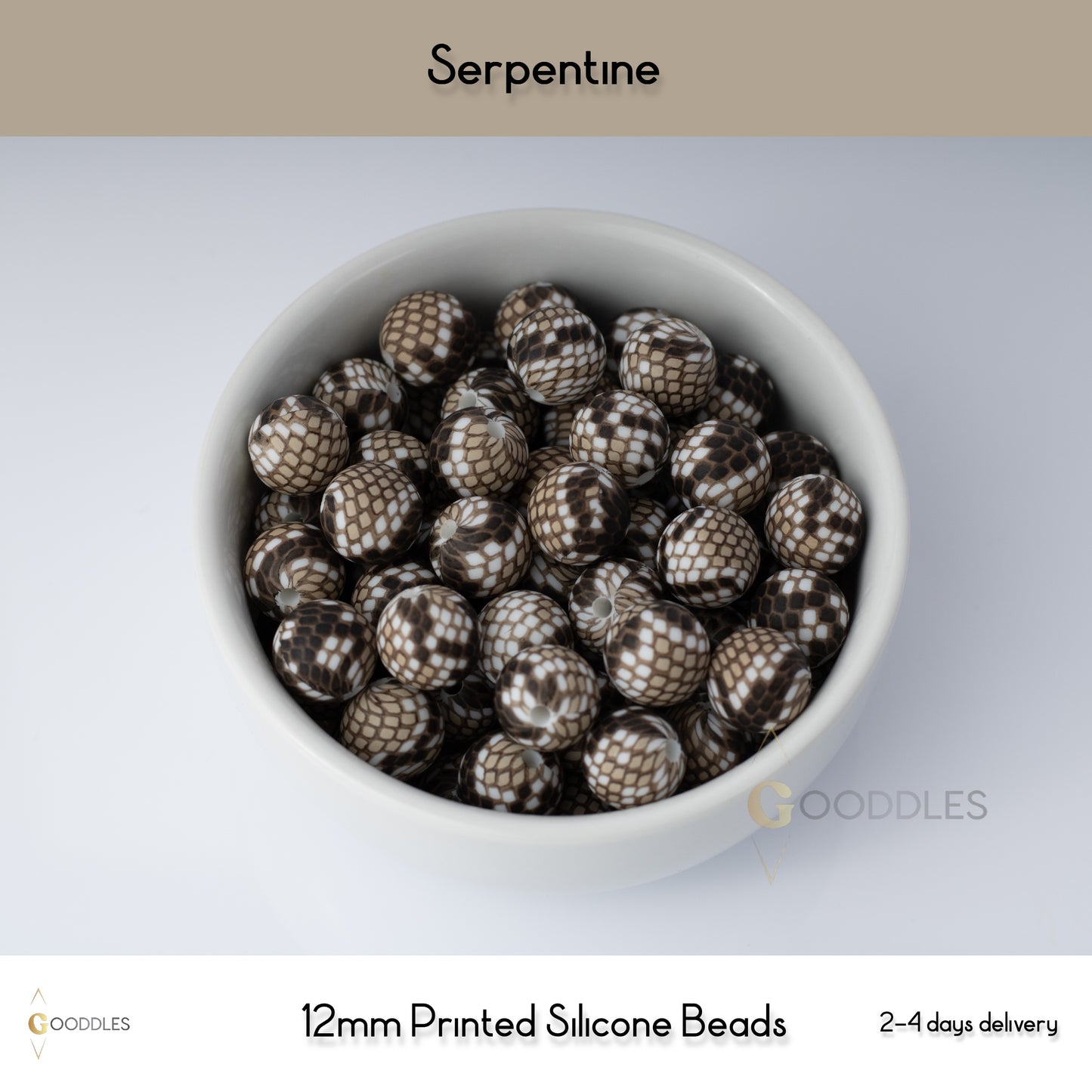 Serpentine Silicone Beads Printed Round Silicone Beads
