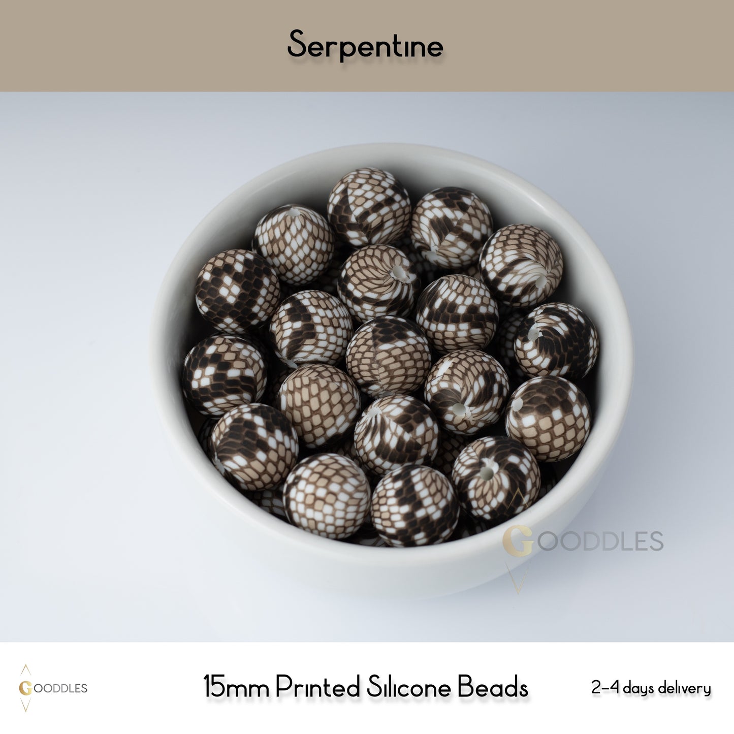 Serpentine Silicone Beads Printed Round Silicone Beads