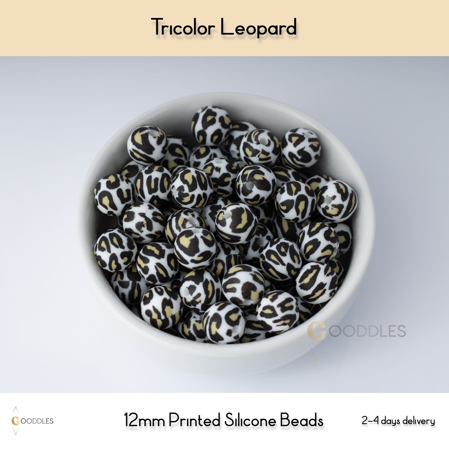 Tricolor Leopard Silicone Beads Printed Round Silicone Beads