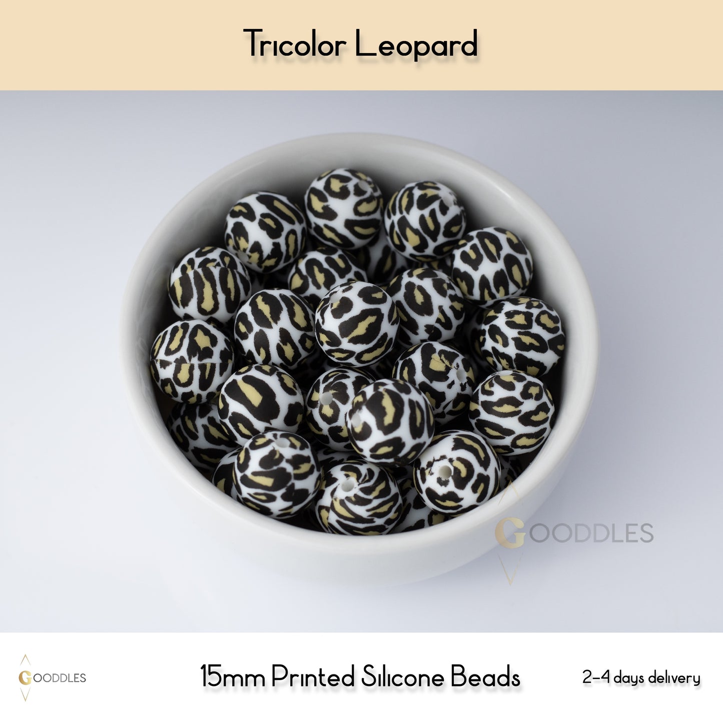 Tricolor Leopard Silicone Beads Printed Round Silicone Beads