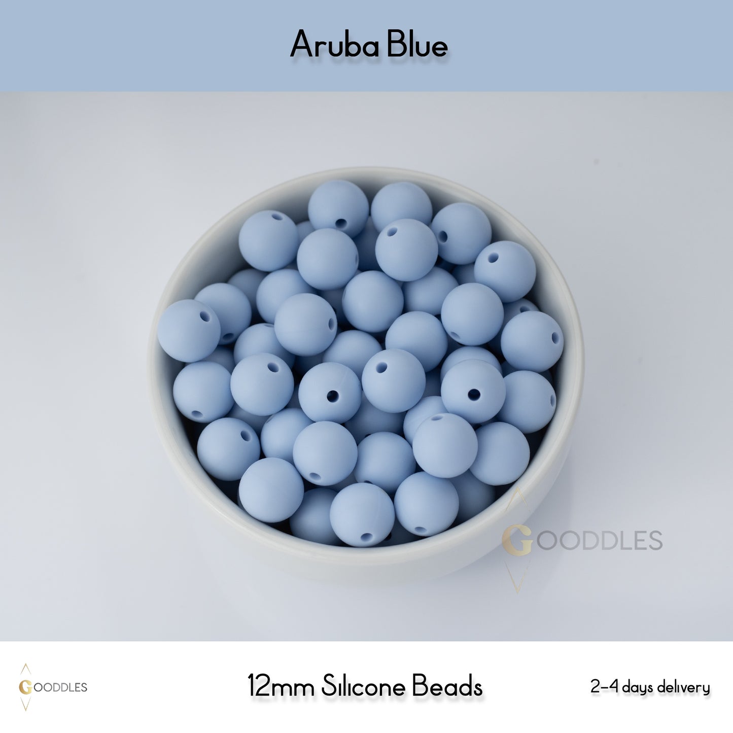 5pcs, Aruba Blue Silicone Beads Round Silicone Beads