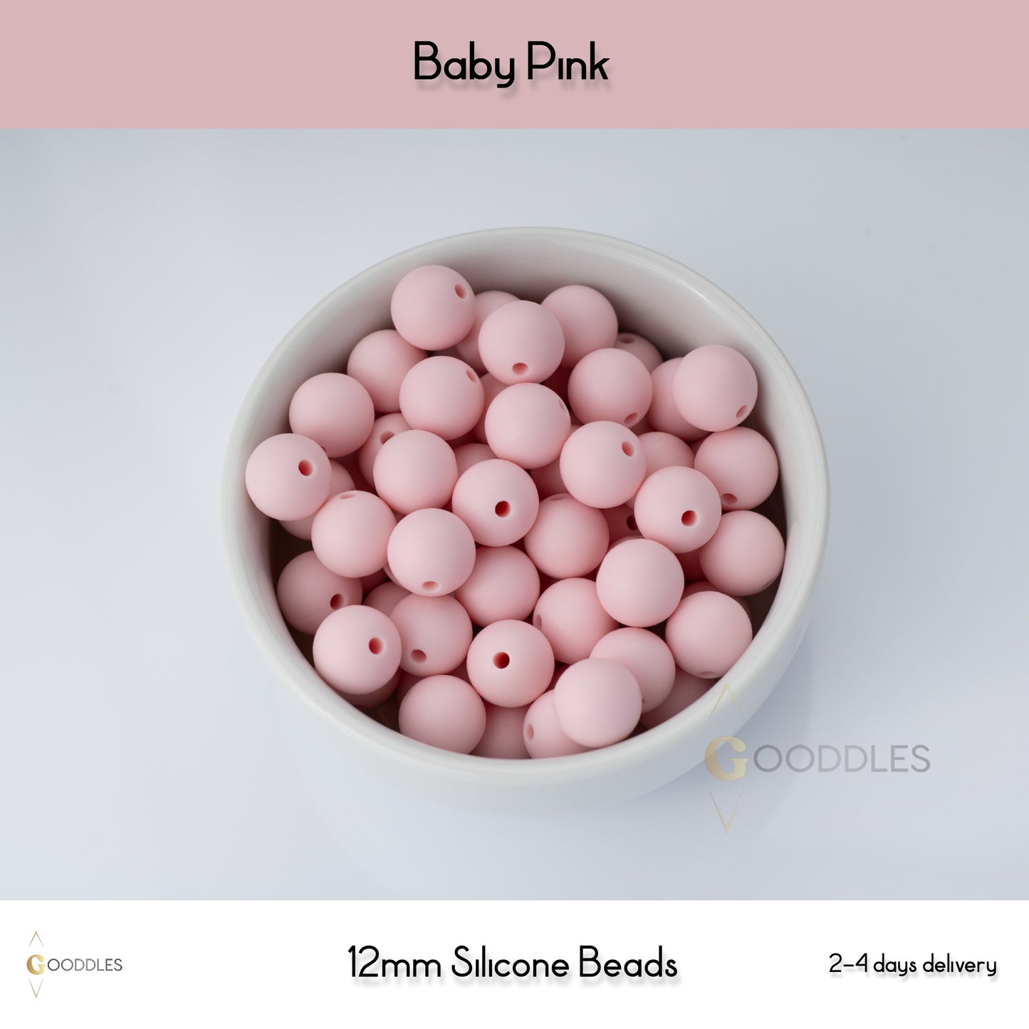 5pcs, Baby Pink Silicone Beads Round Silicone Beads