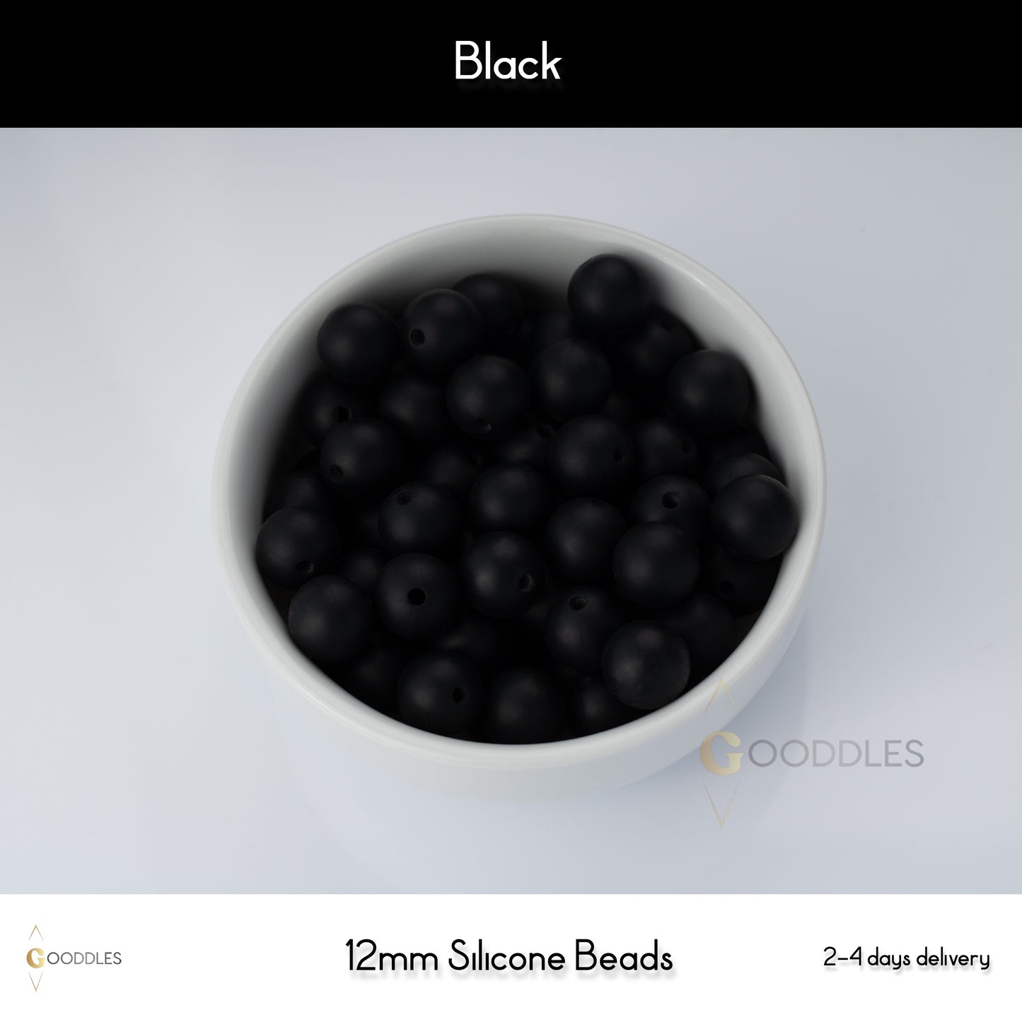 5pcs, Black Silicone Beads Round Silicone Beads