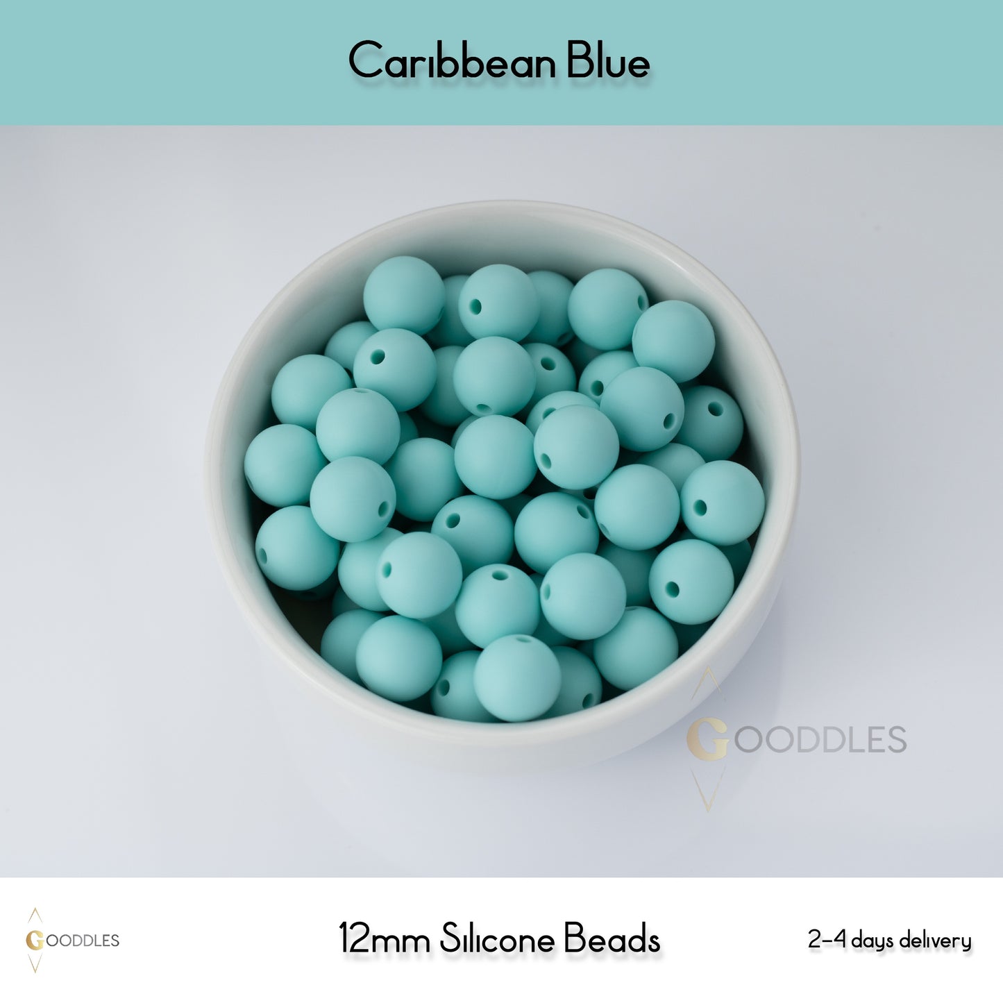 5pcs, Caribbean Blue Silicone Beads Round Silicone Beads