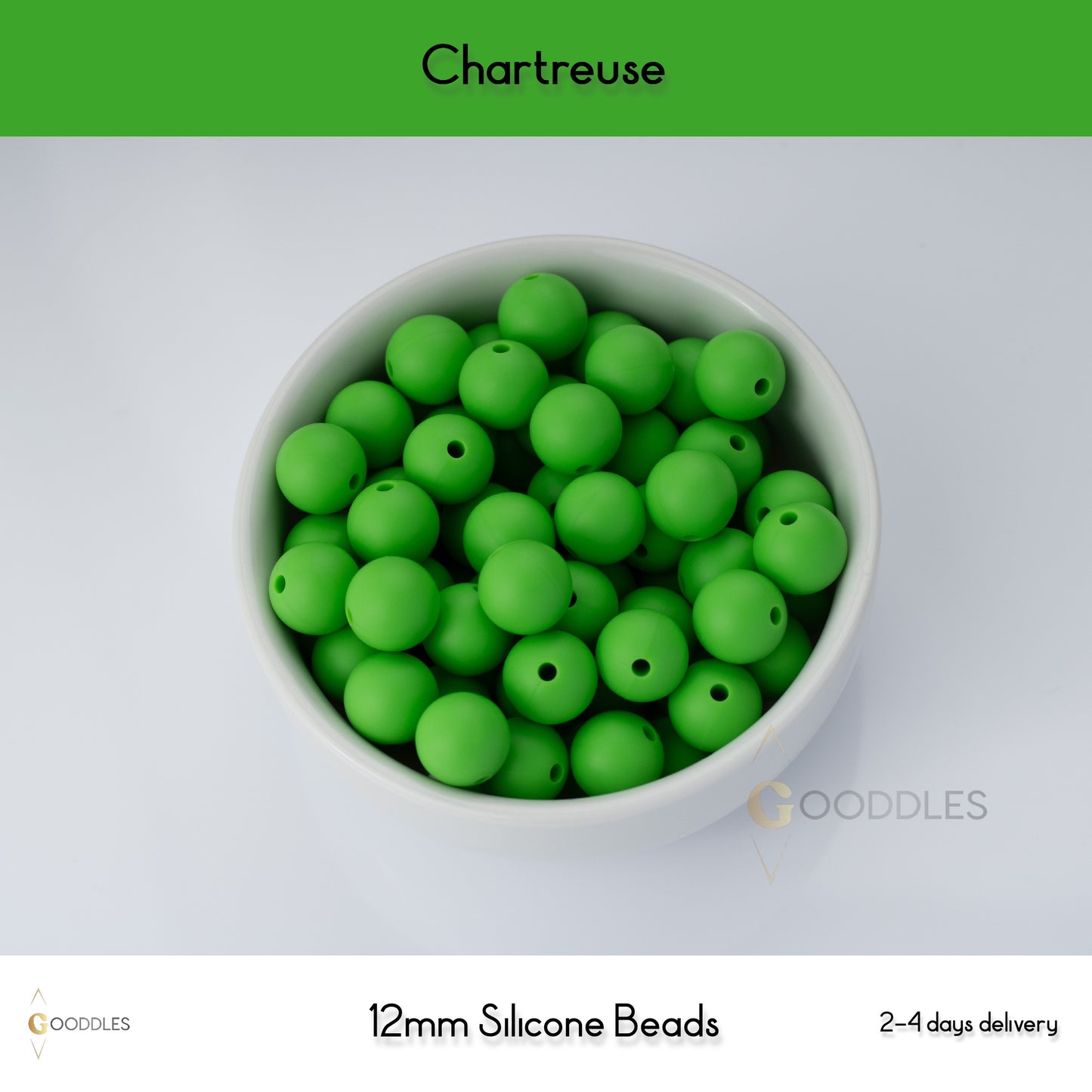 5pcs, Chartreuse Silicone Beads Round Silicone Beads