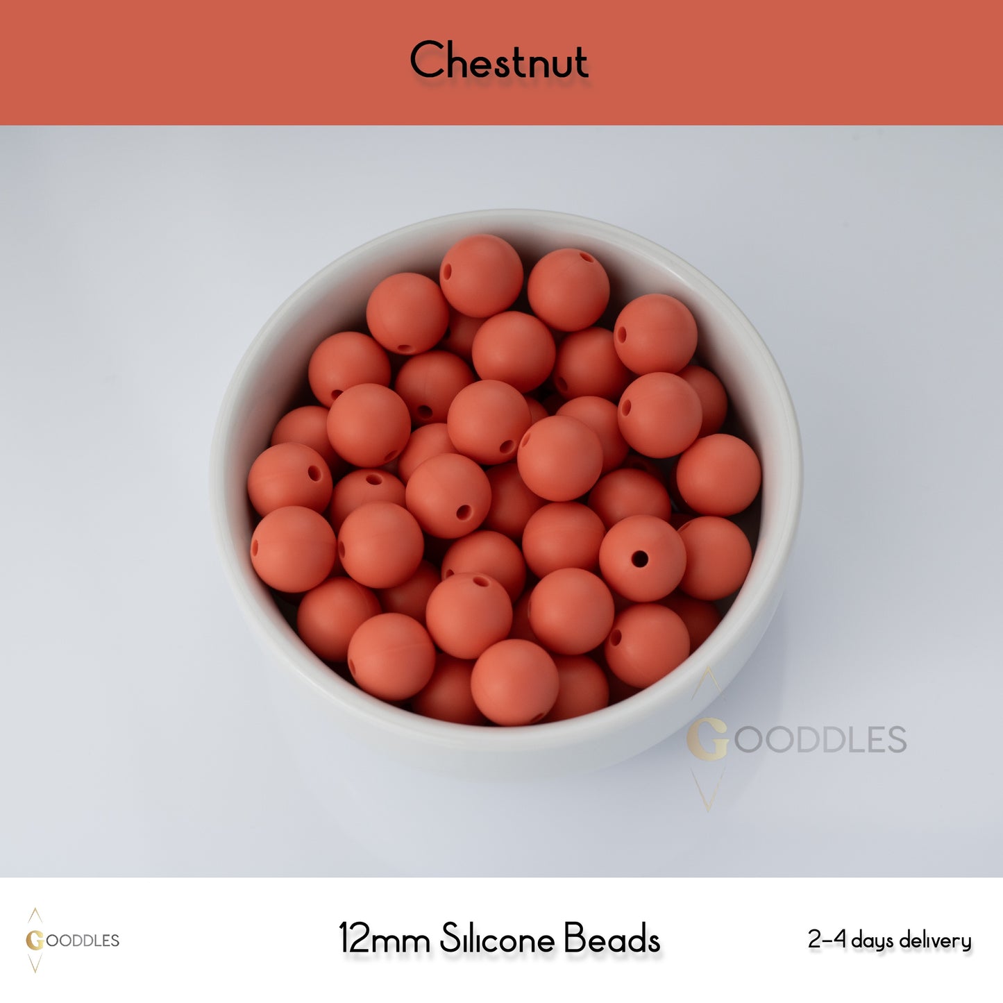 5pcs, Chestnut Silicone Beads Round Silicone Beads