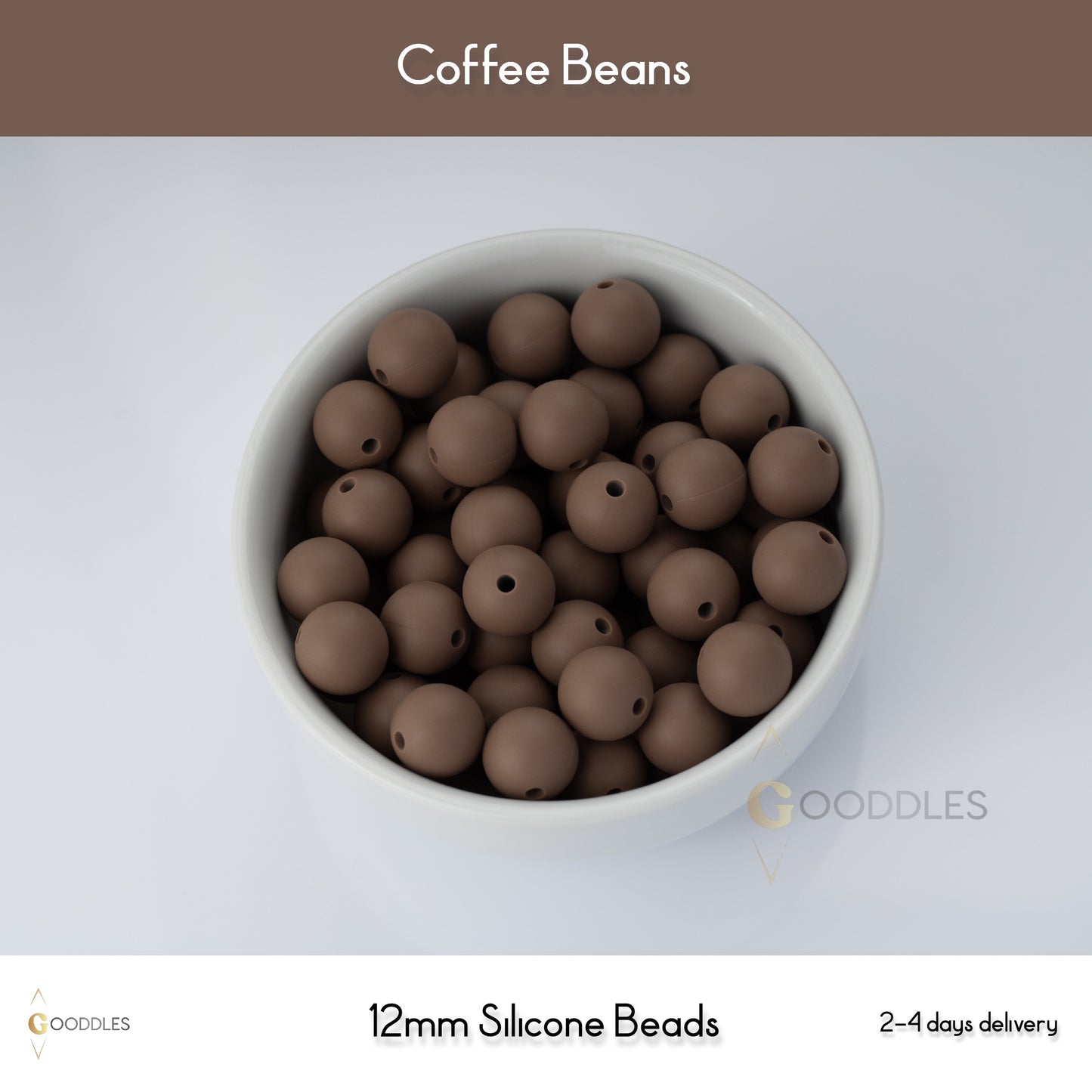 5pcs, Coffee Beans Silicone Beads Round Silicone Beads