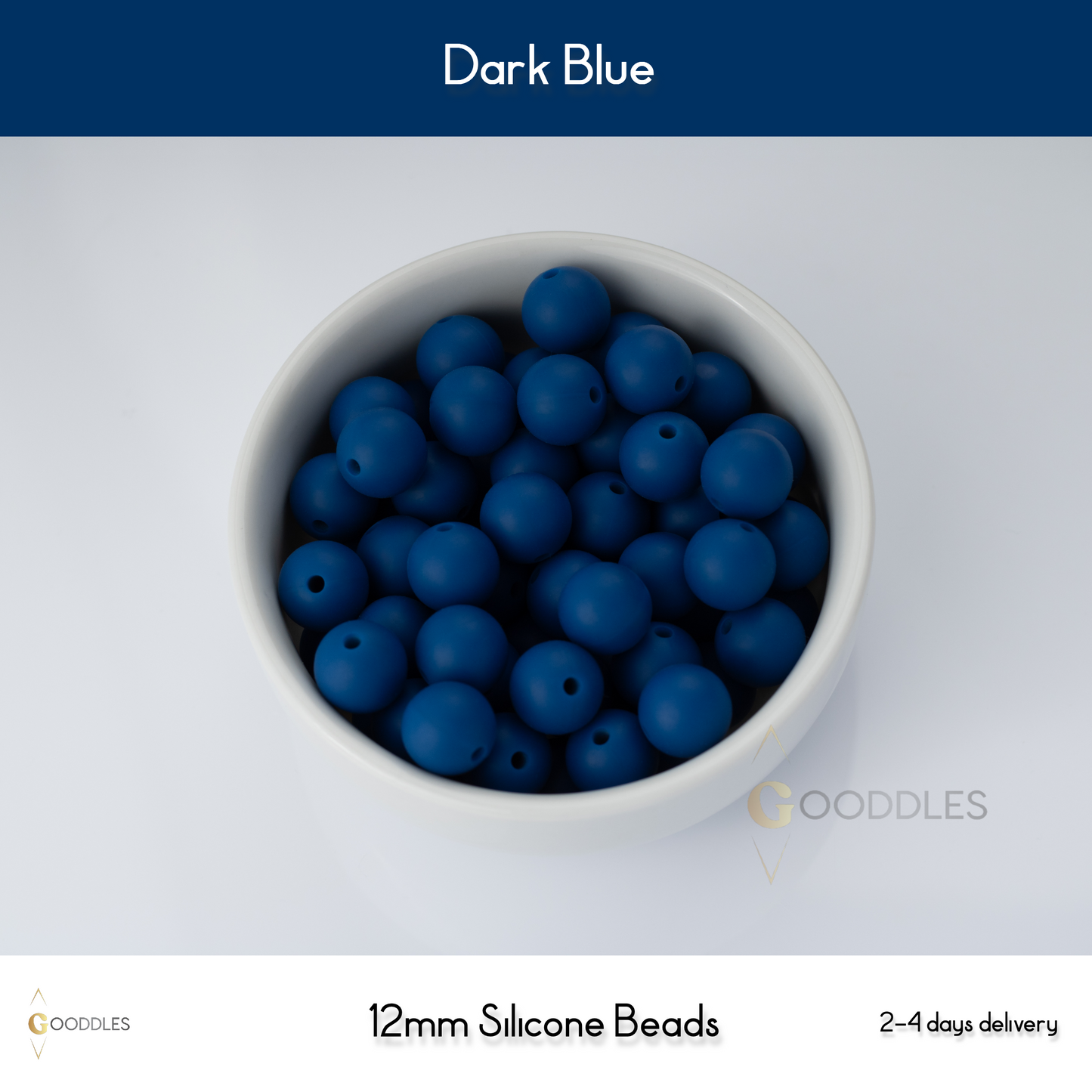 5pcs, Dark Blue Silicone Beads Round Silicone Beads