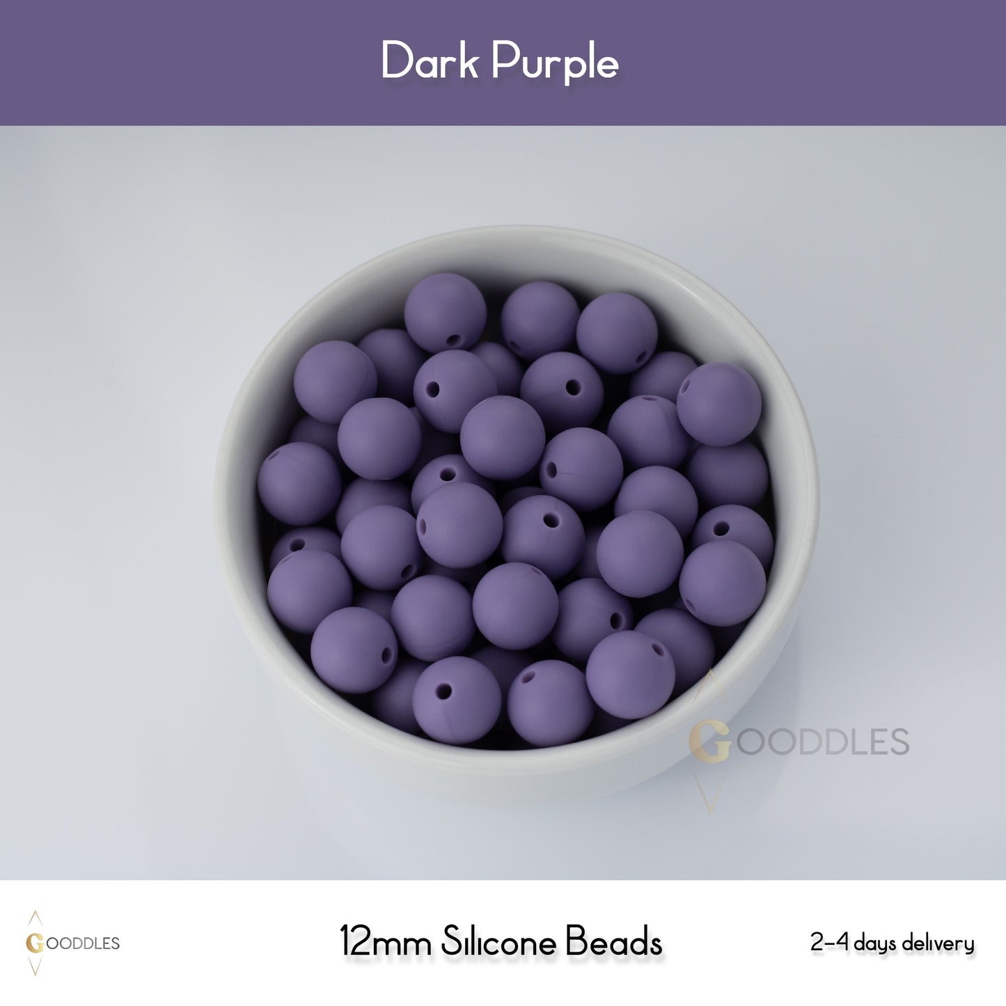 5pcs, Dark Purple Silicone Beads Round Silicone Beads