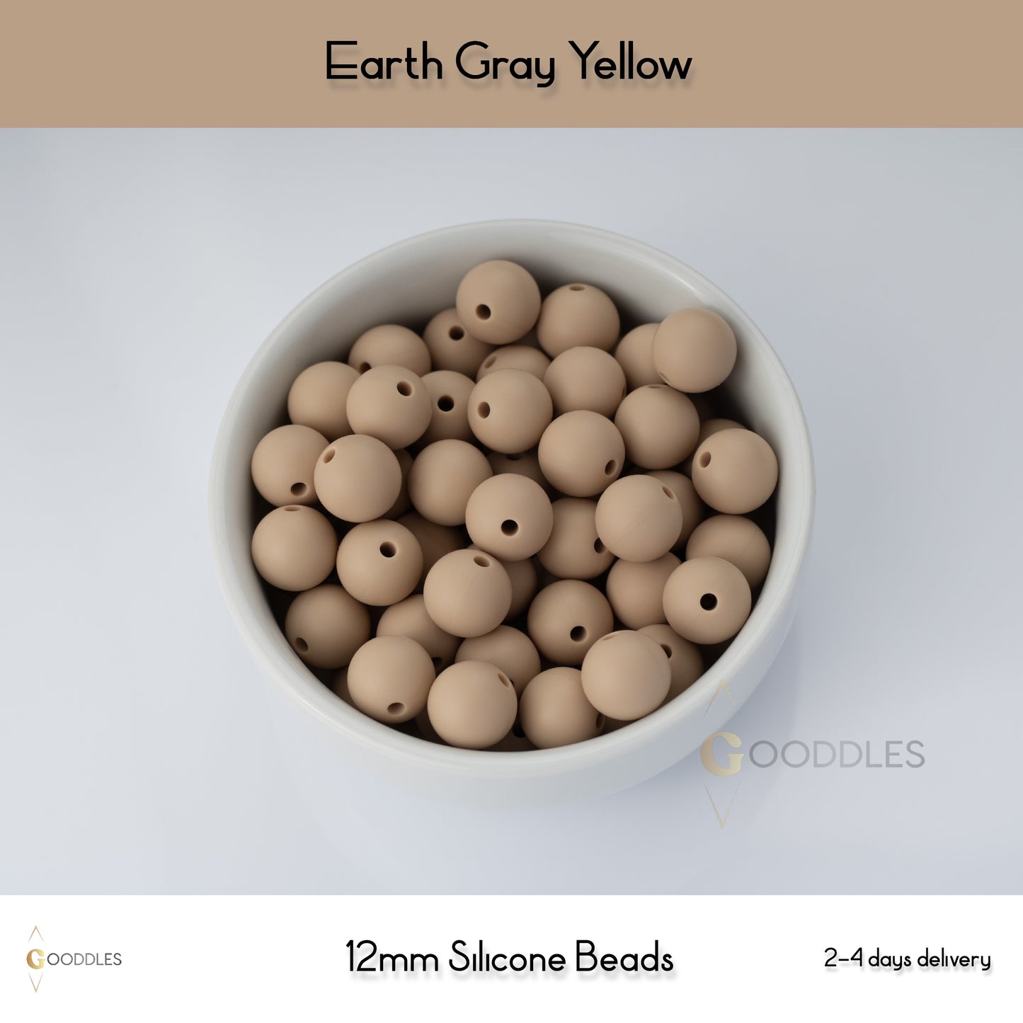 5pcs, Earth Gray Yellow Silicone Beads Round Silicone Beads