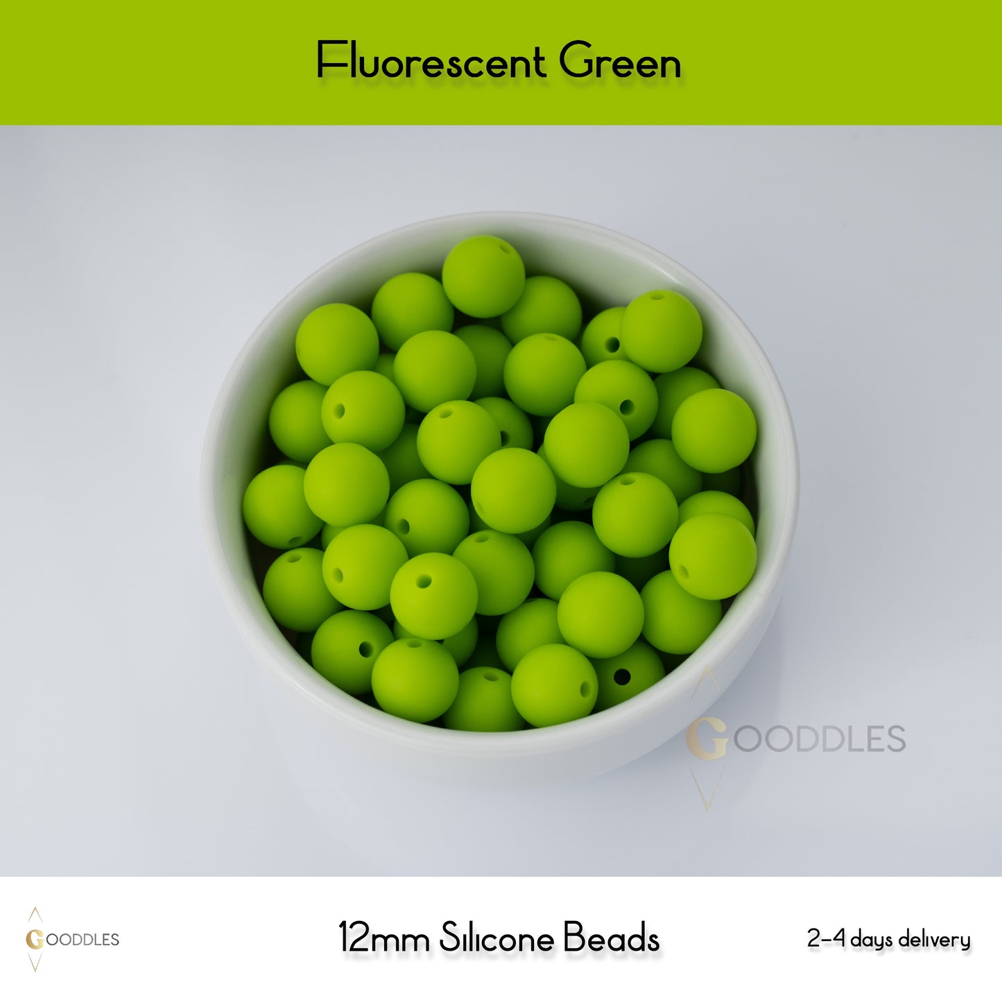 5pcs, Fluorescent Green Silicone Beads Round Silicone Beads