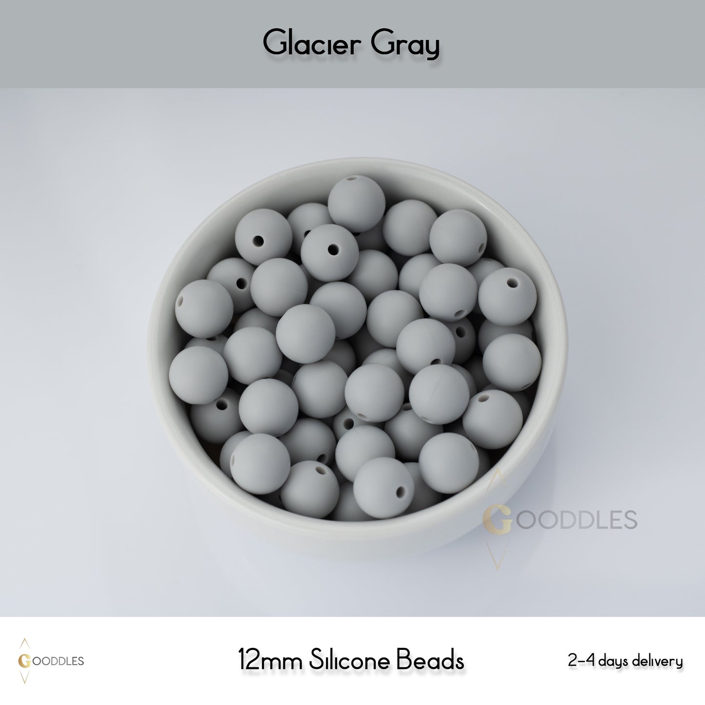 5pcs, Glacier Gray Silicone Beads Round Silicone Beads