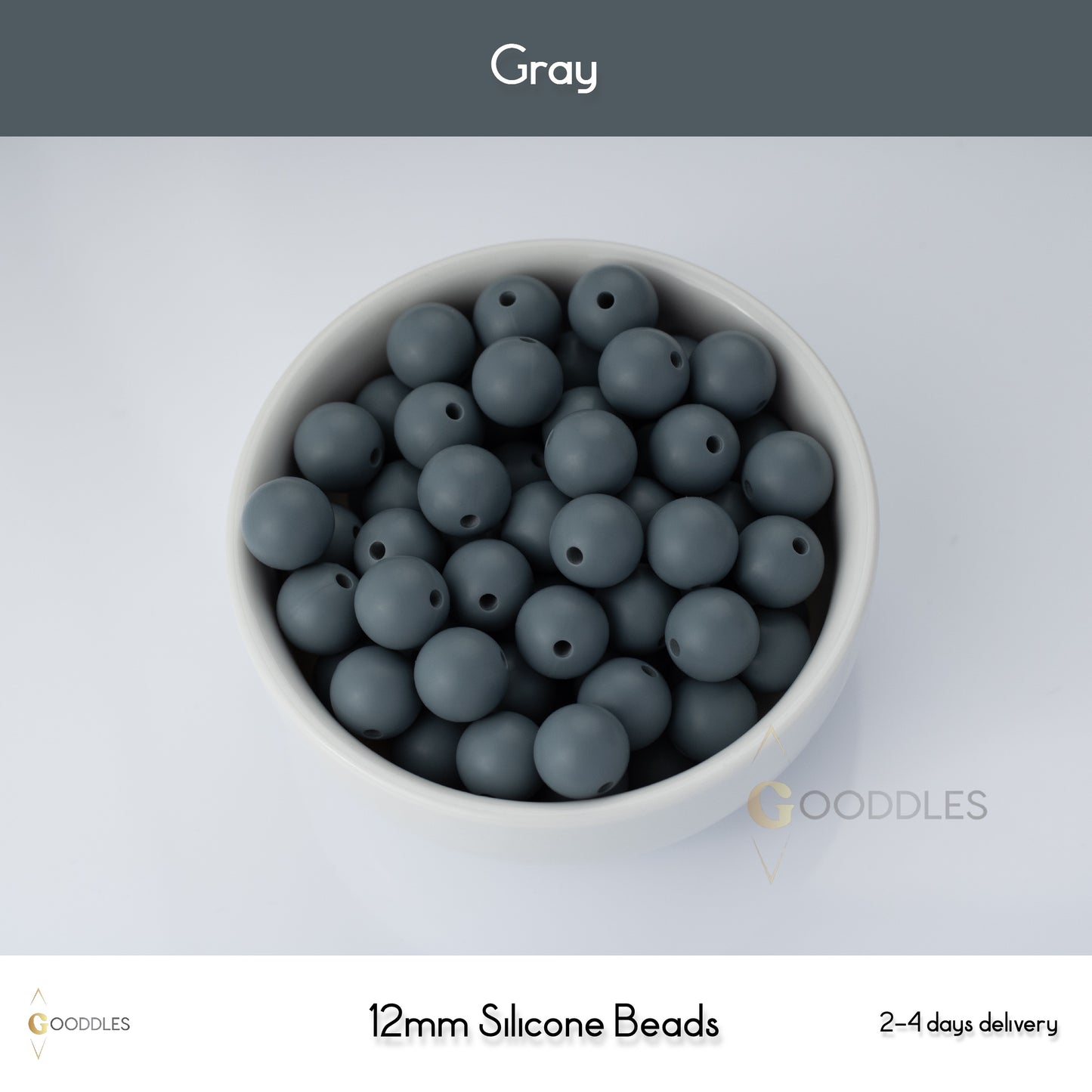 5pcs, Gray Silicone Beads Round Silicone Beads