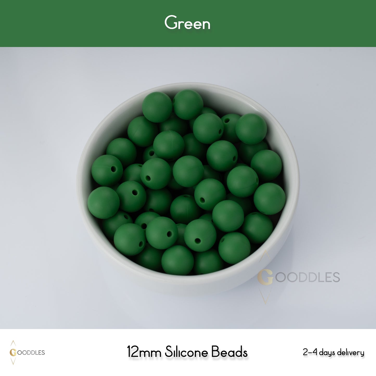 5pcs, Green Silicone Beads Round Silicone Beads