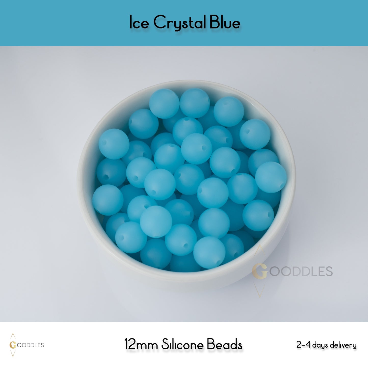 5pcs, Ice Crystal Blue Silicone Beads Round Silicone Beads