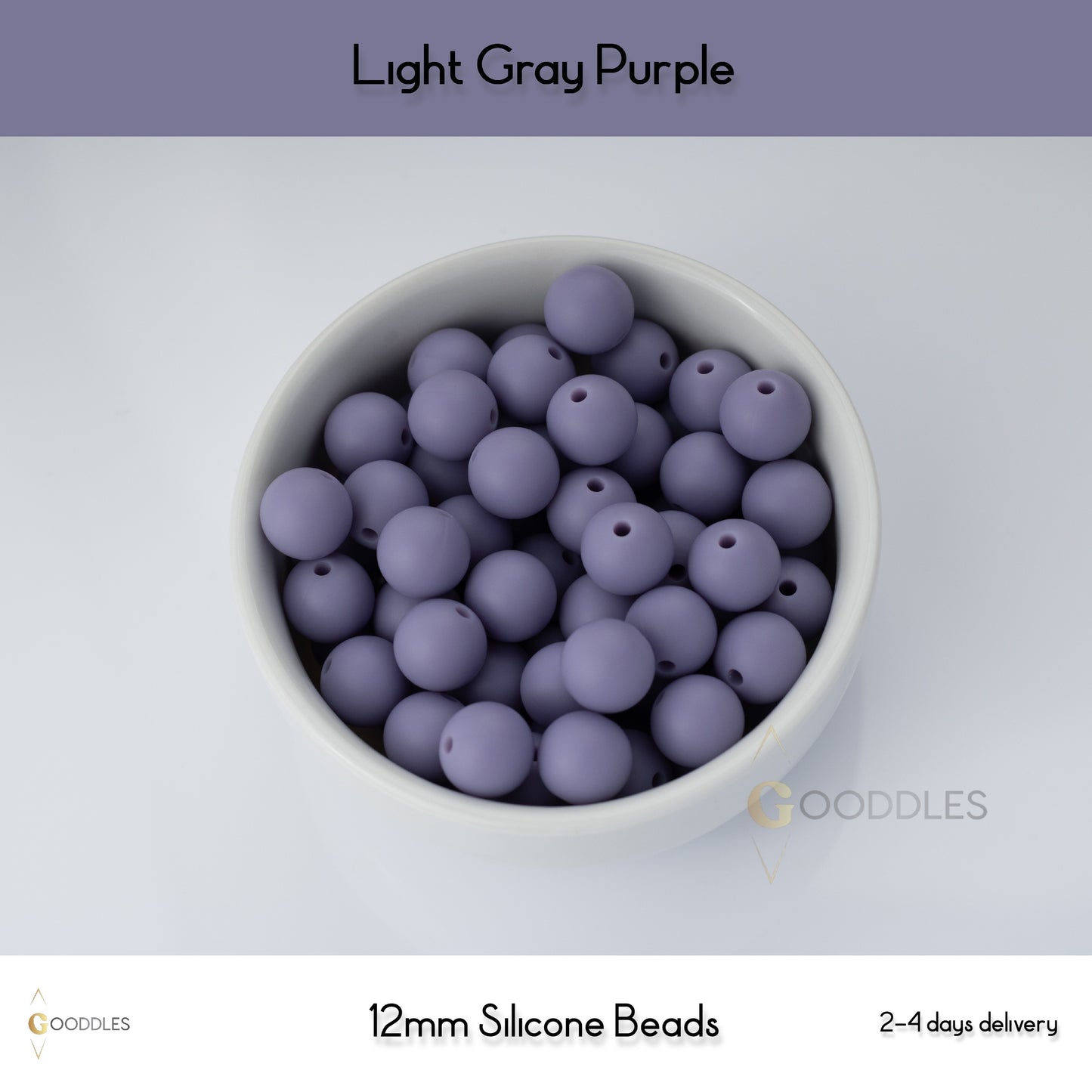 5pcs, Light Gray Purple Silicone Beads Round Silicone Beads