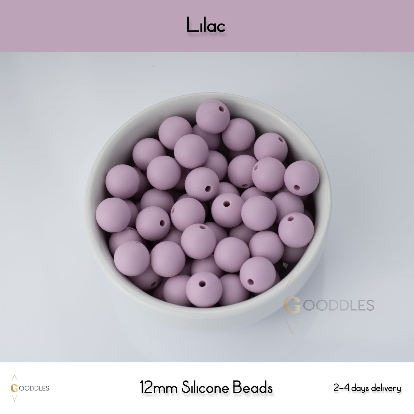 5pcs, Lilac Silicone Beads Round Silicone Beads