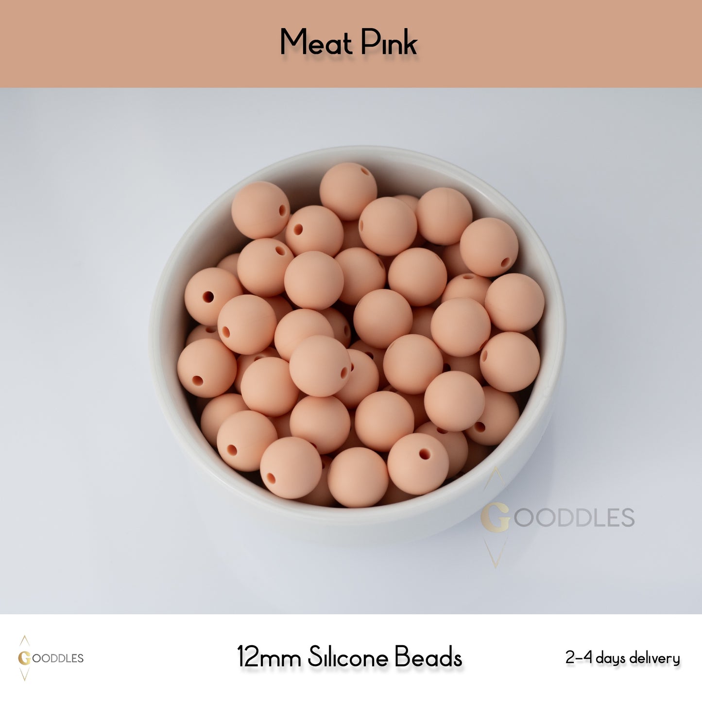5pcs, Meat Pink Silicone Beads Round Silicone Beads