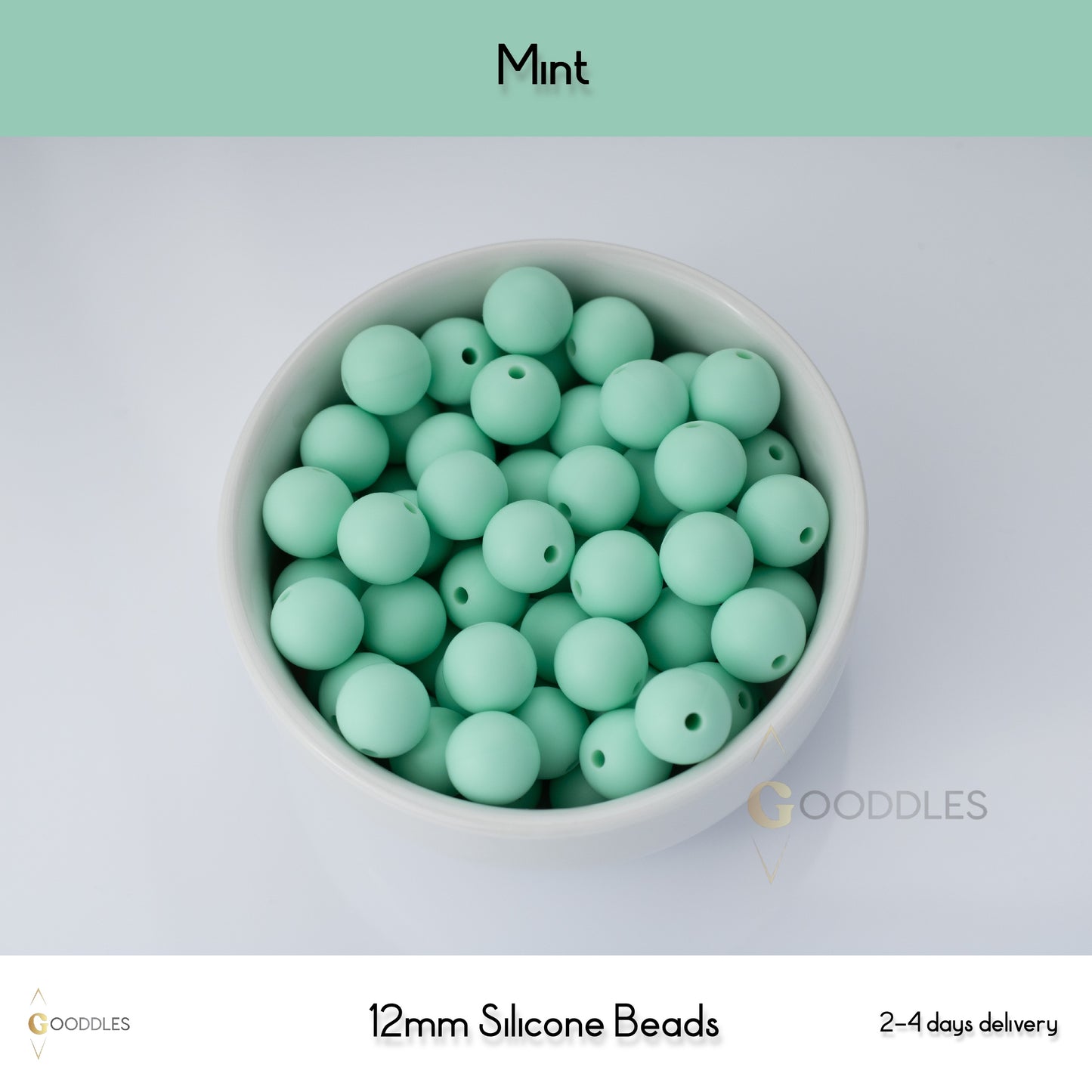 5pcs, Mint Silicone Beads Round Silicone Beads