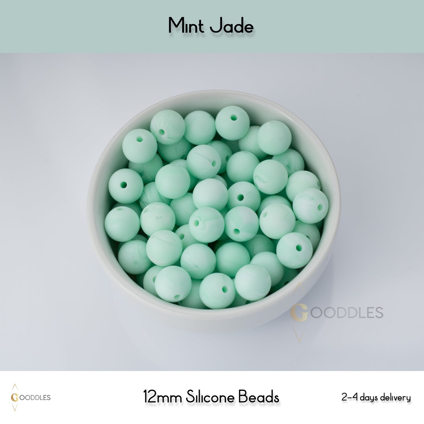 5pcs, Mint Jade Silicone Beads Round Silicone Beads
