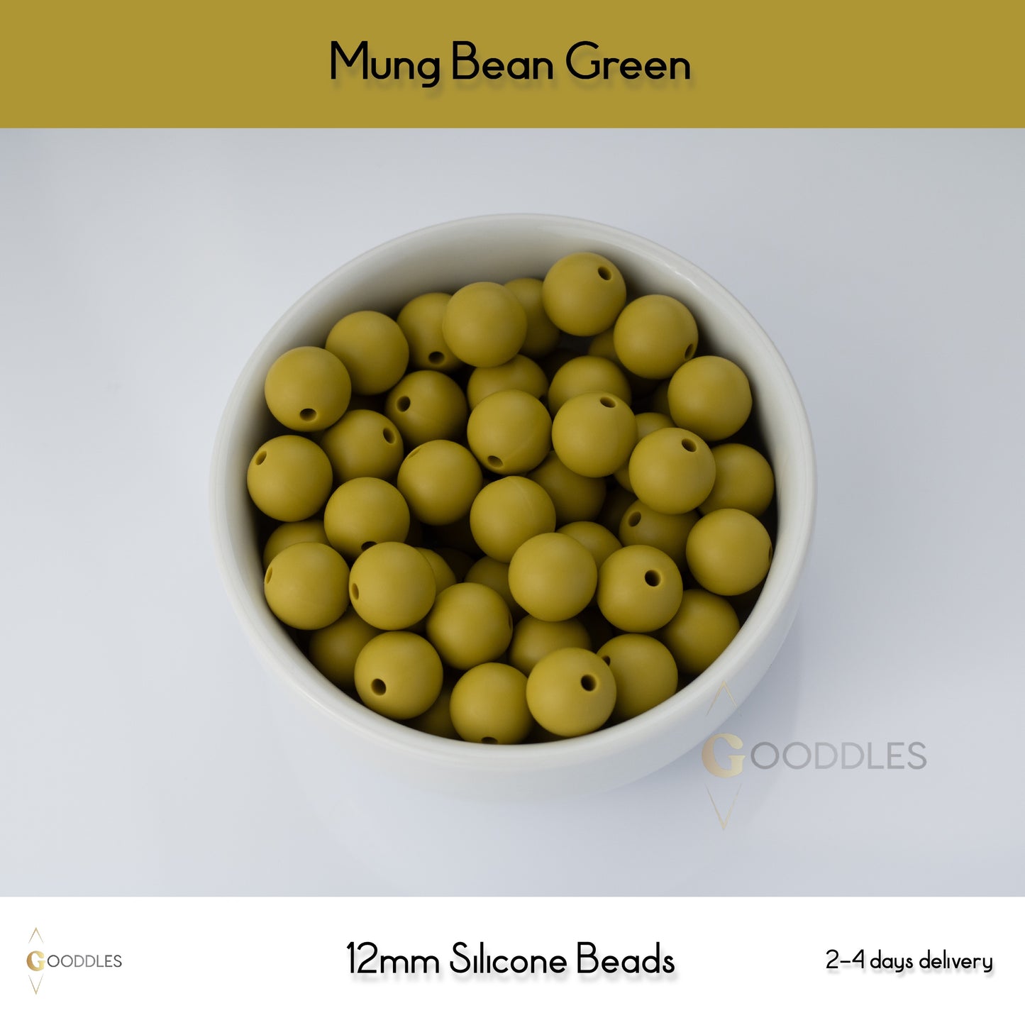 5pcs, Mung Bean Green Silicone Beads Round Silicone Beads