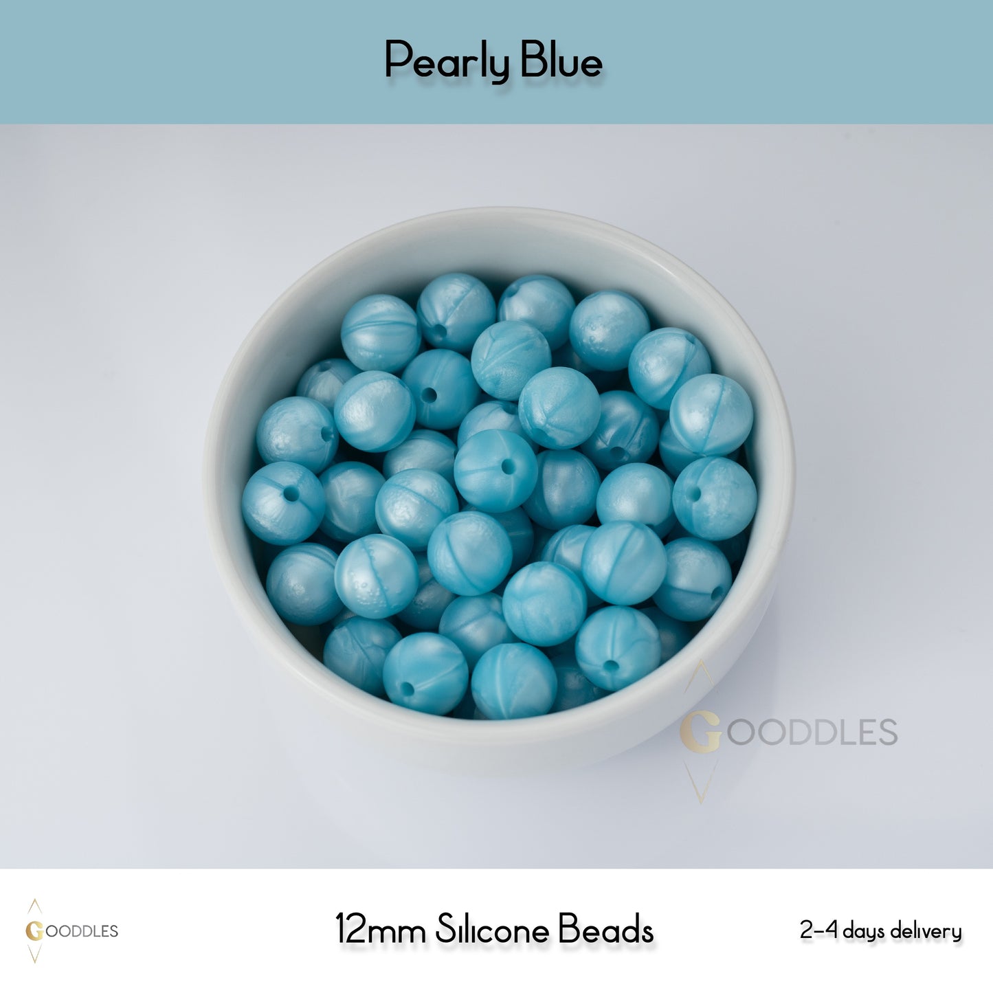 5pcs, Pearly Blue Silicone Beads Round Silicone Beads