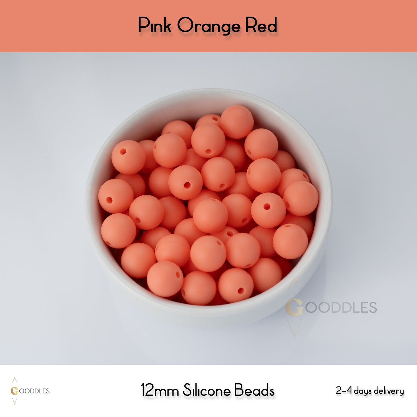 5pcs, Pink Orange Red Silicone Beads Round Silicone Beads