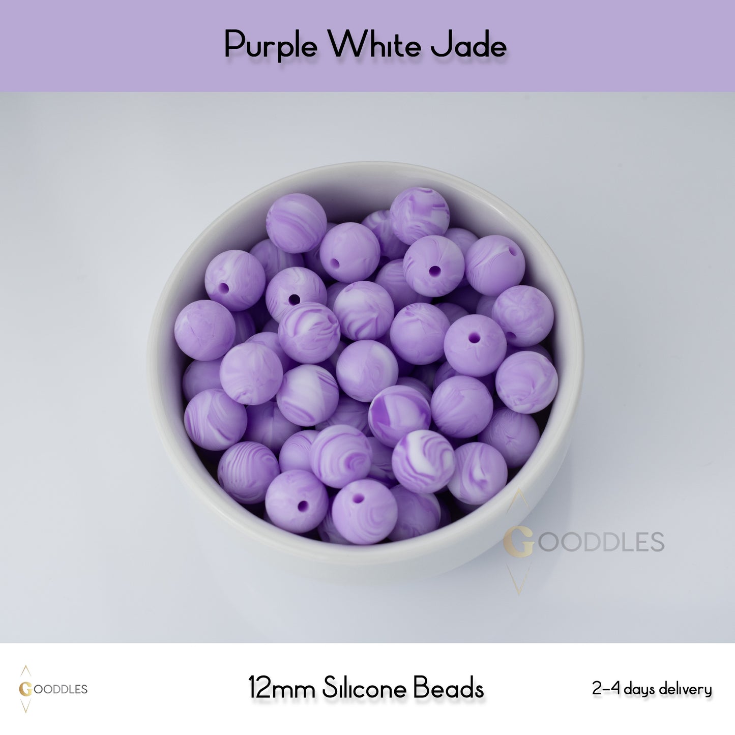 Purple White Jade Silicone Beads Round Silicone Beads