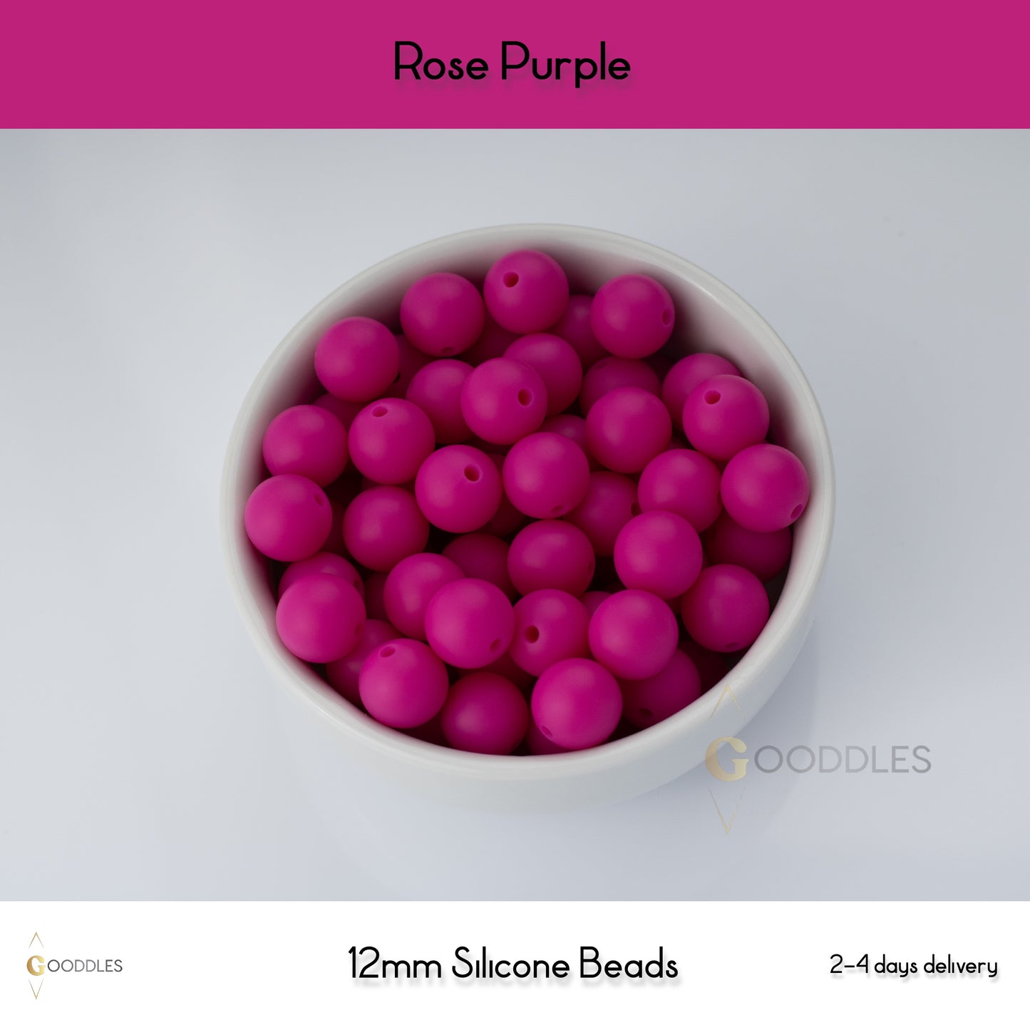 5pcs, Rose Purple Silicone Beads Round Silicone Beads