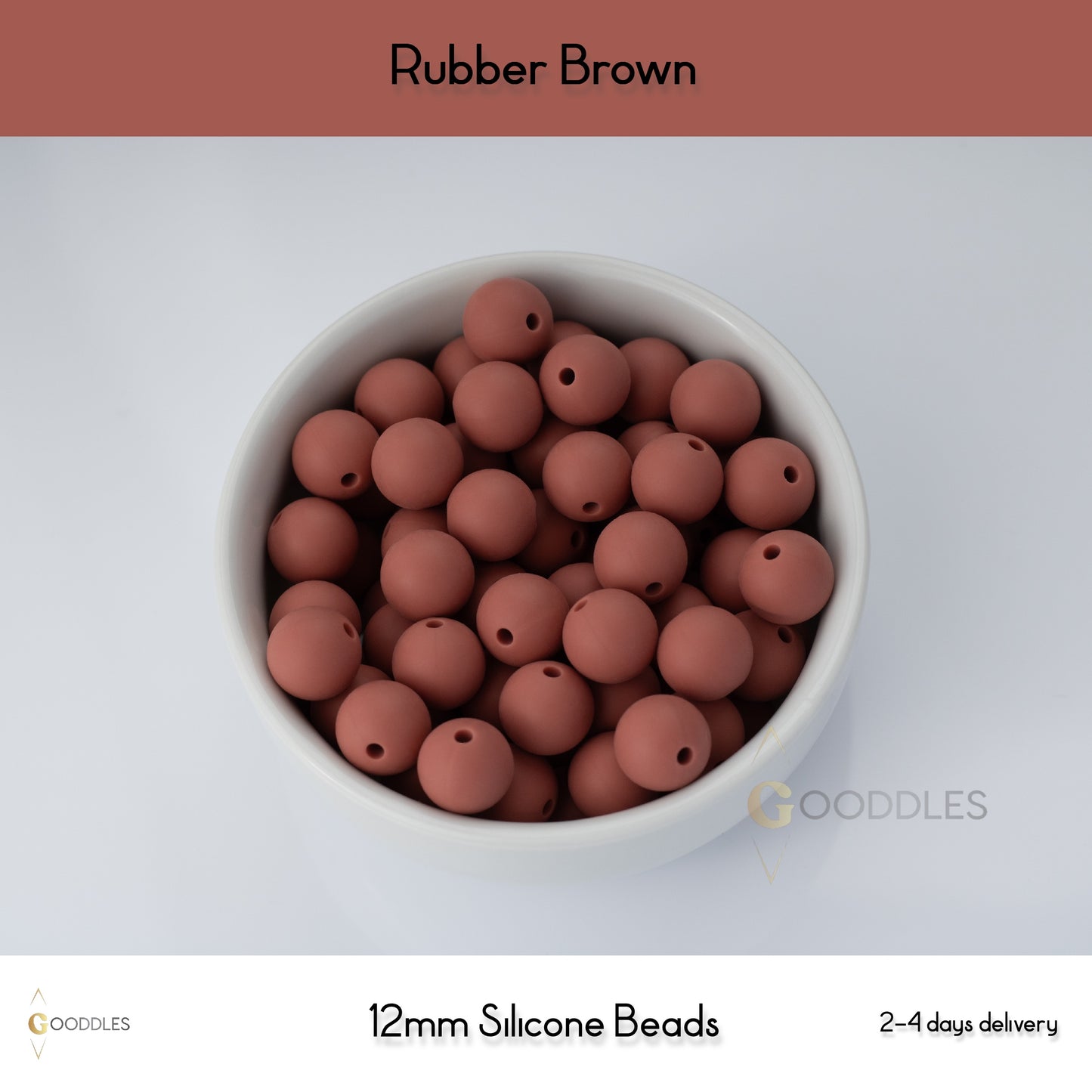 5pcs, Rubber Brown Silicone Beads Round Silicone Beads