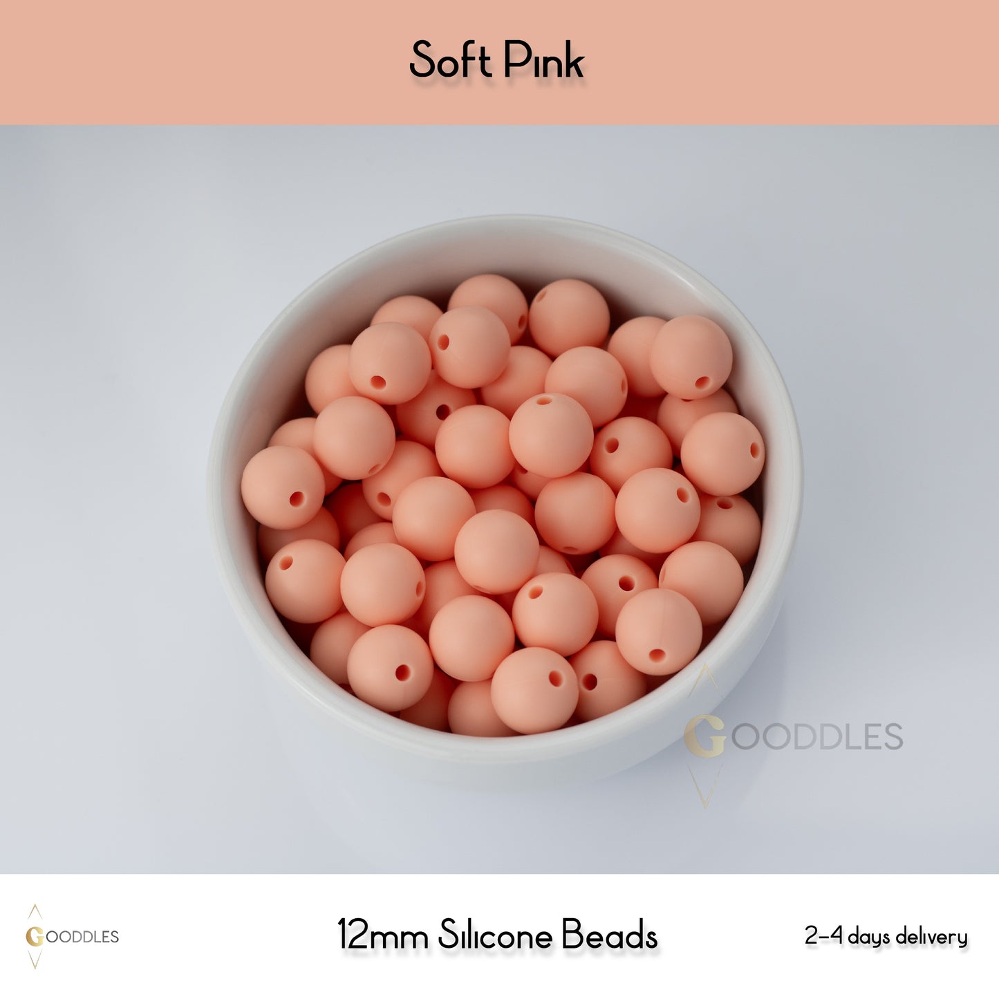 5pcs, Soft Pink Silicone Beads Round Silicone Beads