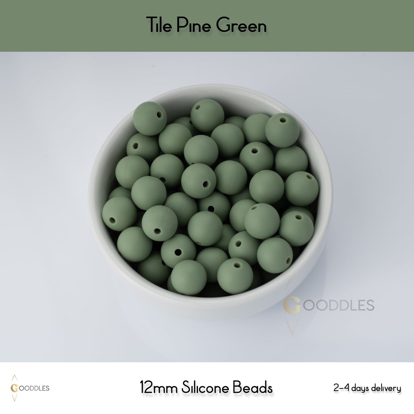 Tile Pine Green Silicone Beads Round Silicone Beads