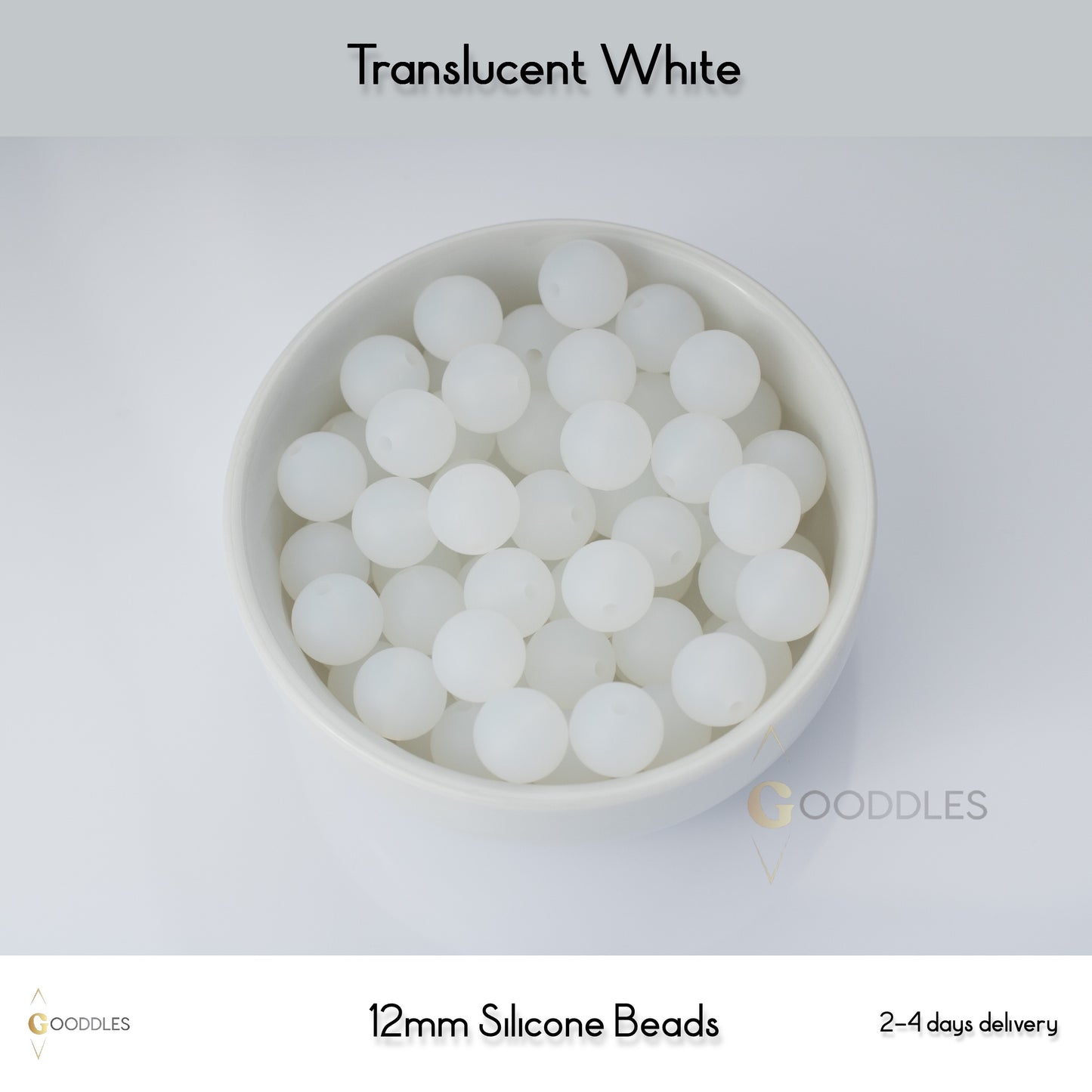 5pcs, Translucent White Silicone Beads Round Silicone Beads