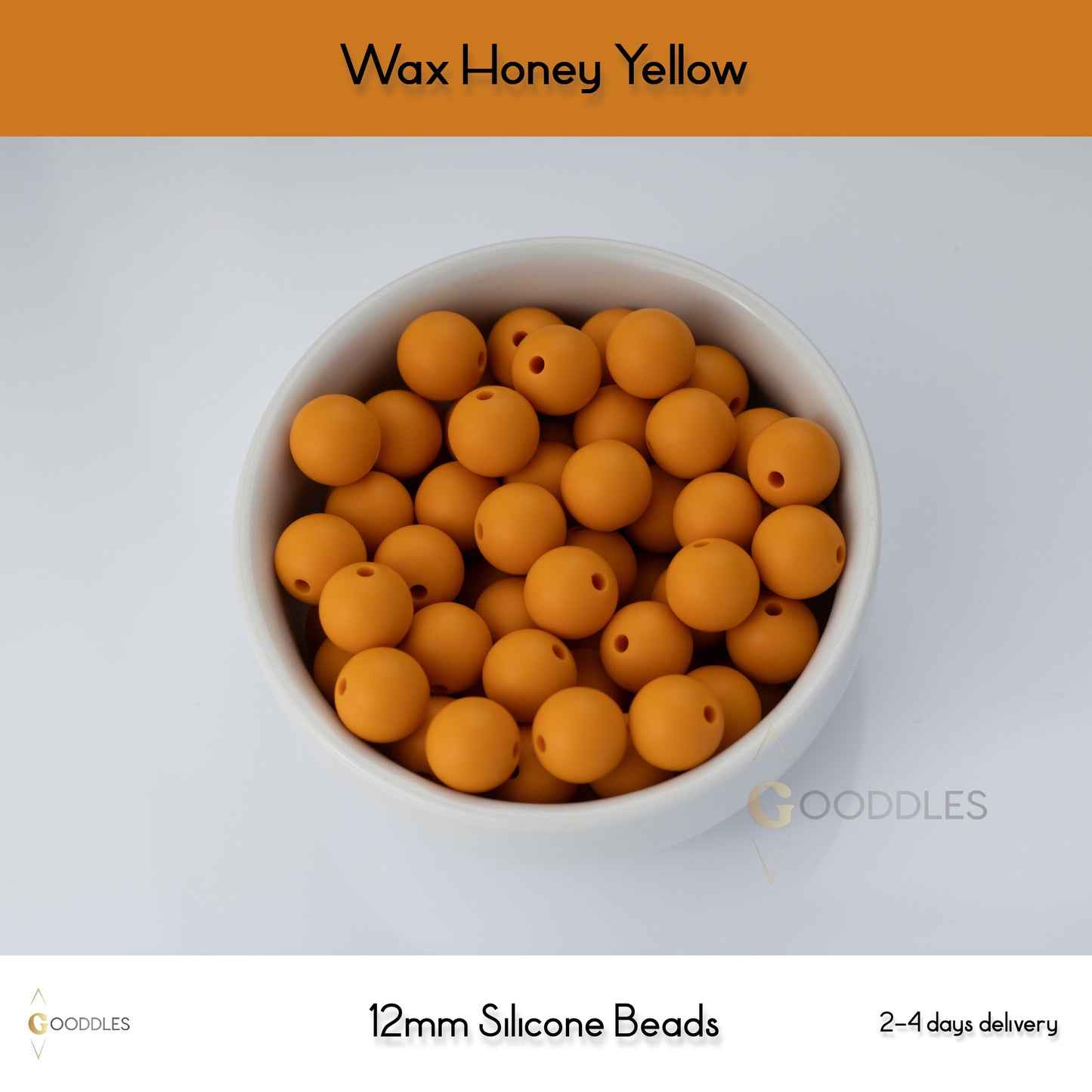 5pcs, Wax Honey Yellow Silicone Beads Round Silicone Beads
