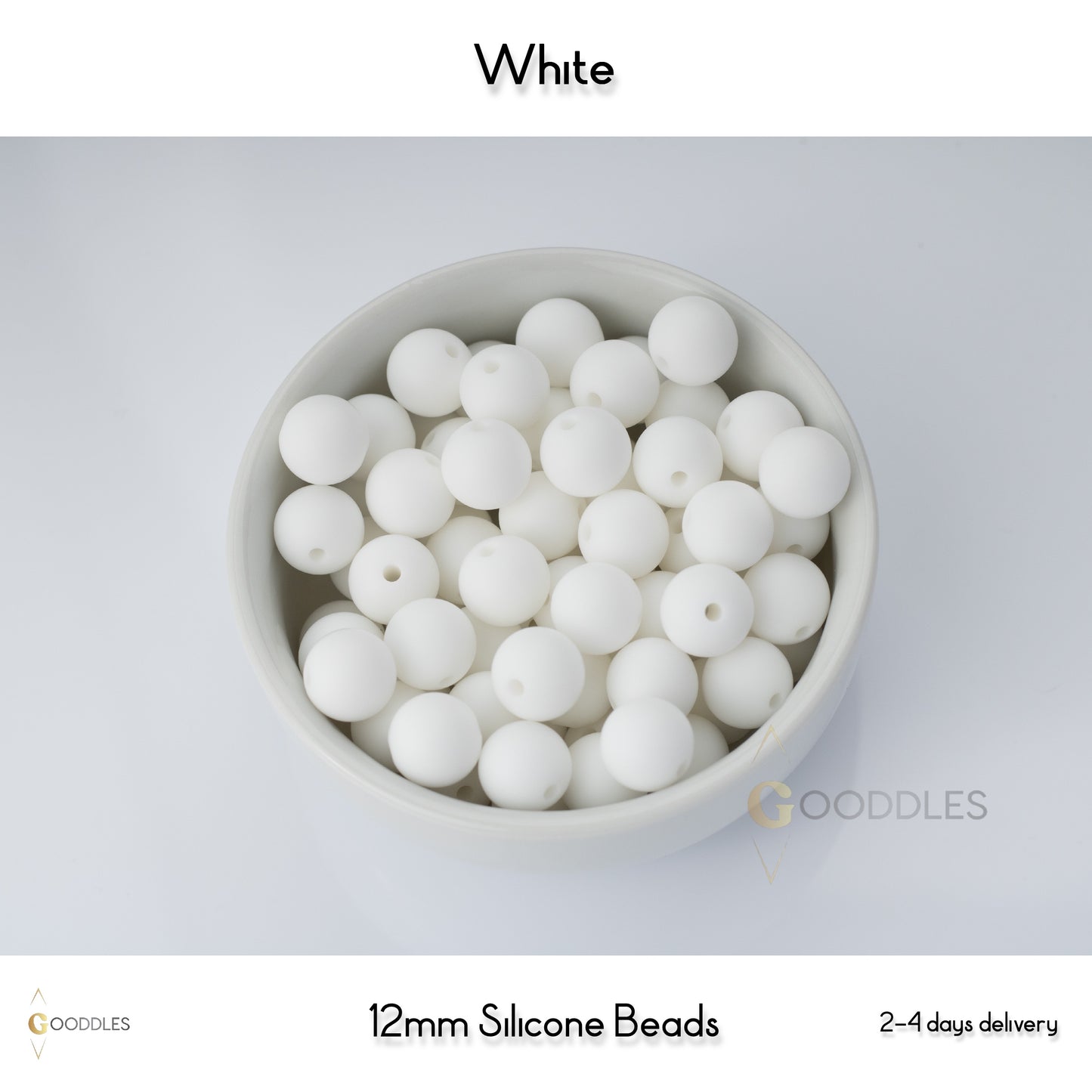 5pcs, White Silicone Beads Round Silicone Beads