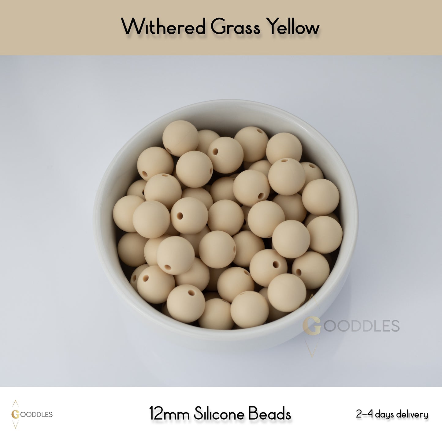 5pcs, Withered Grass Yellow Silicone Beads Round Silicone Beads