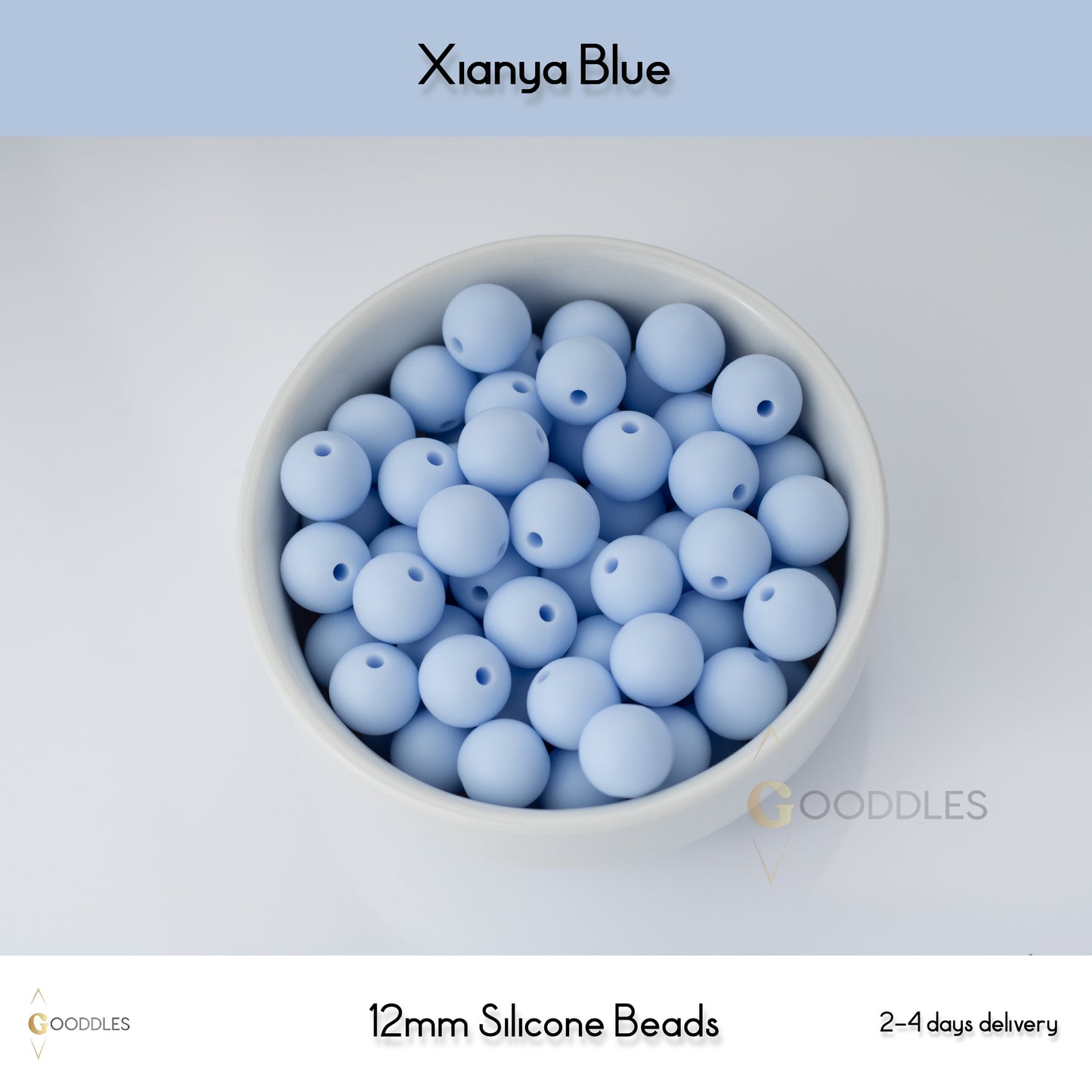 5pcs, Xianya Blue Silicone Beads Round Silicone Beads
