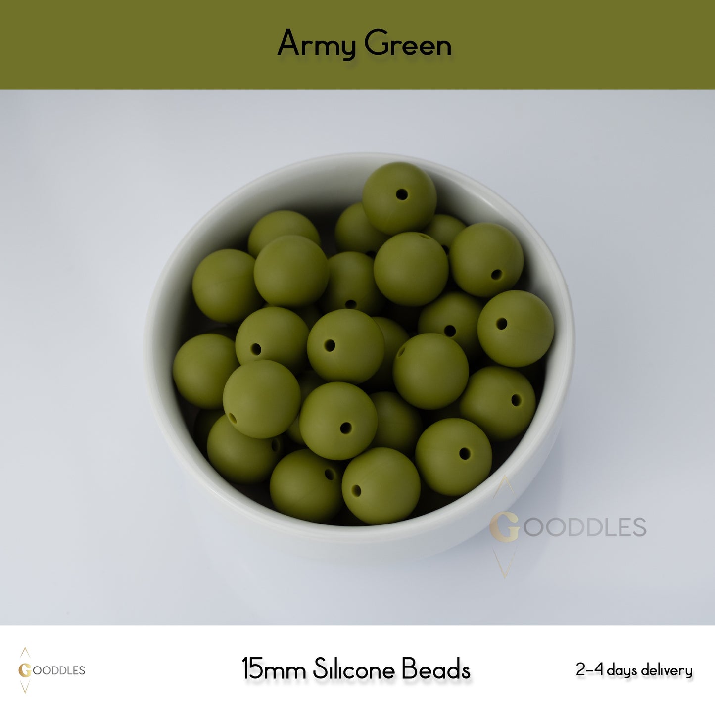 5pcs, Army Green Silicone Beads Round Silicone Beads
