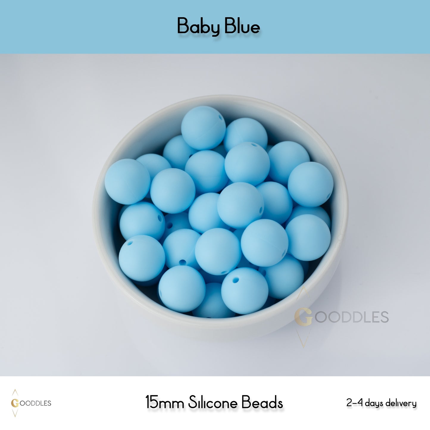 5pcs, Baby Blue Silicone Beads Round Silicone Beads