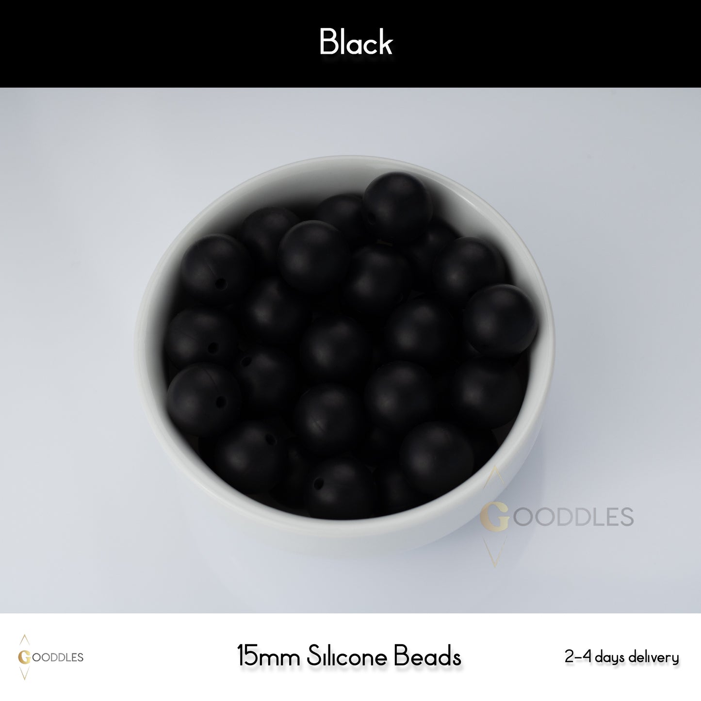 5pcs, Black Silicone Beads Round Silicone Beads