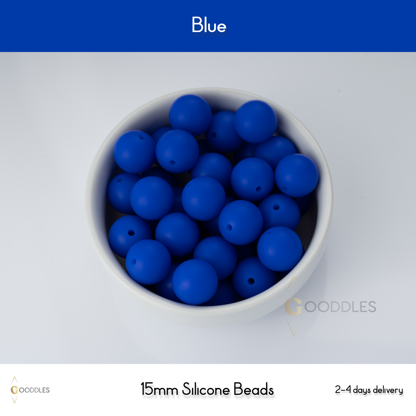 5pcs, Blue Silicone Beads Round Silicone Beads