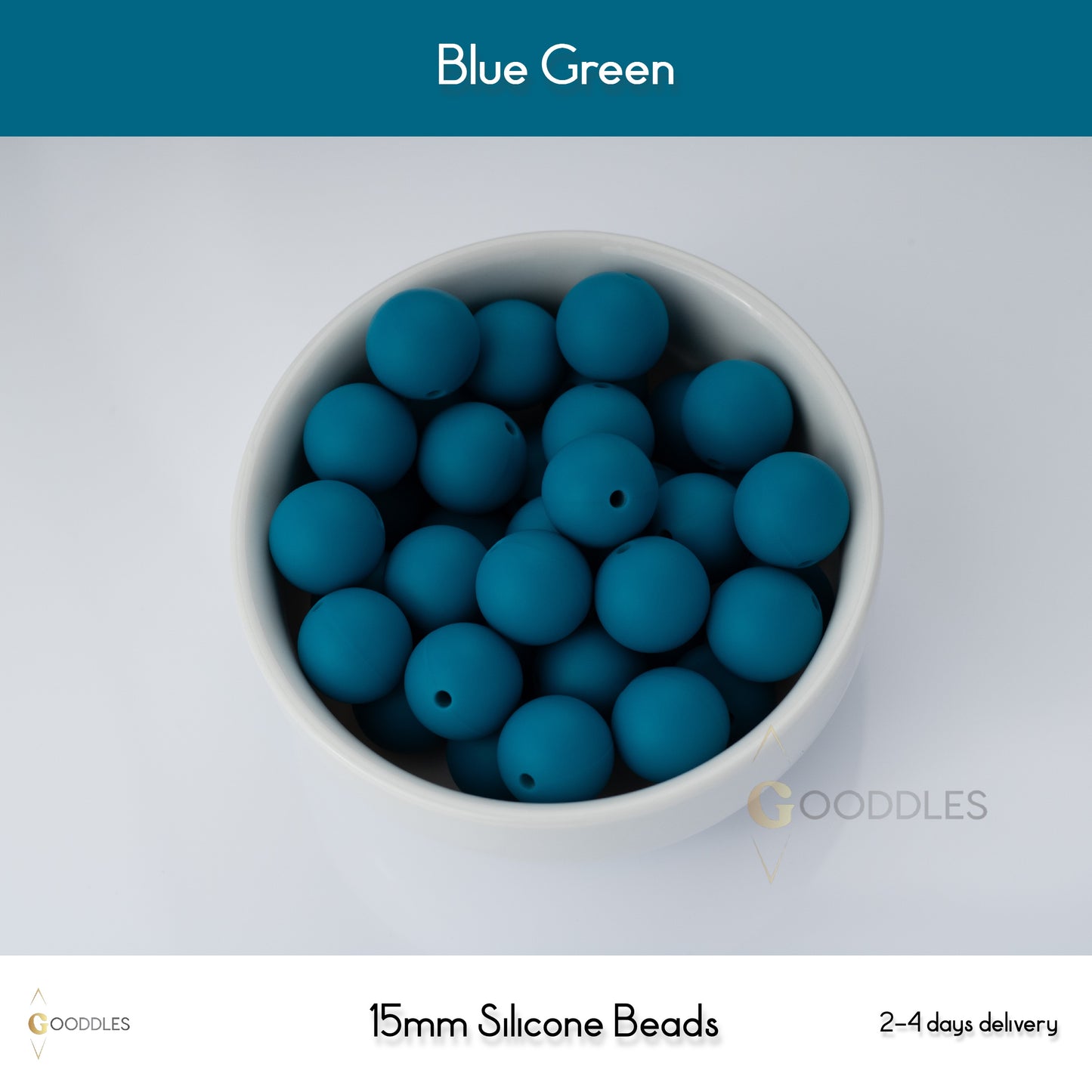 5pcs, Blue Green Silicone Beads Round Silicone Beads