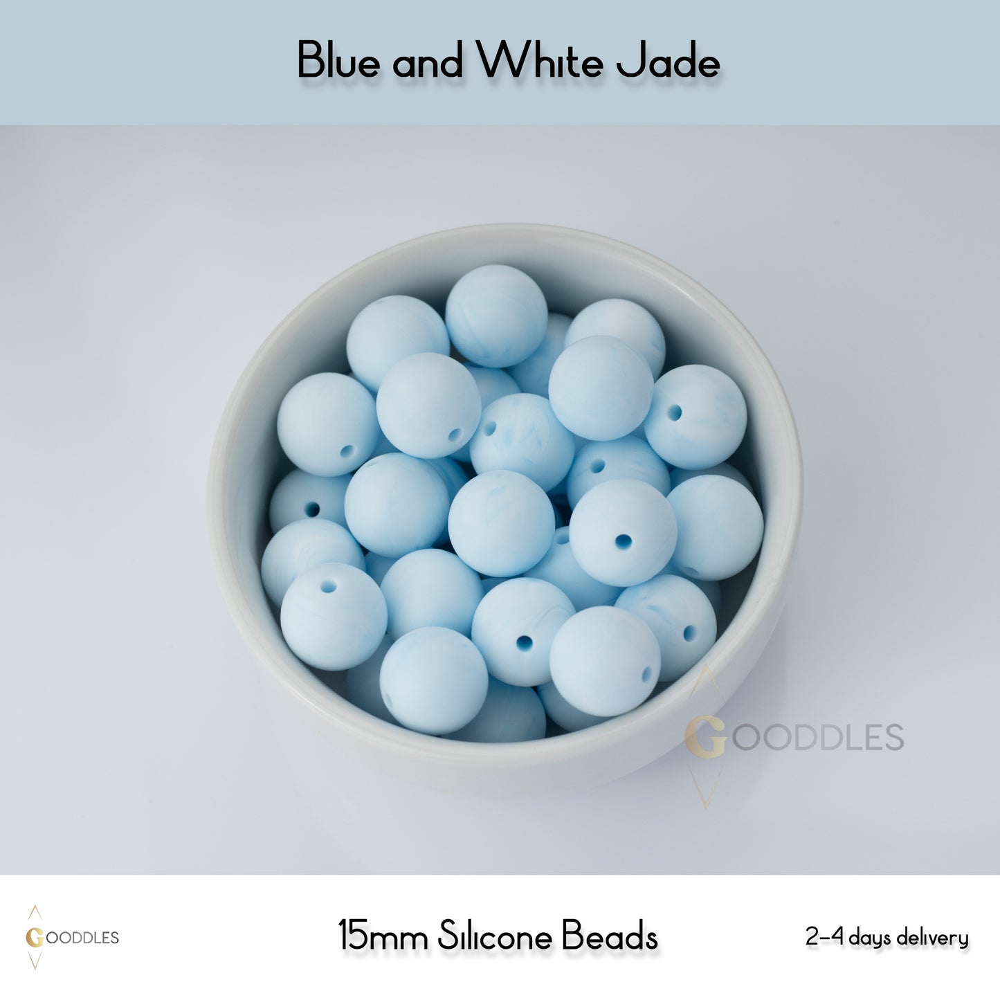 5pcs, Blue and White Jade Silicone Beads Round Silicone Beads