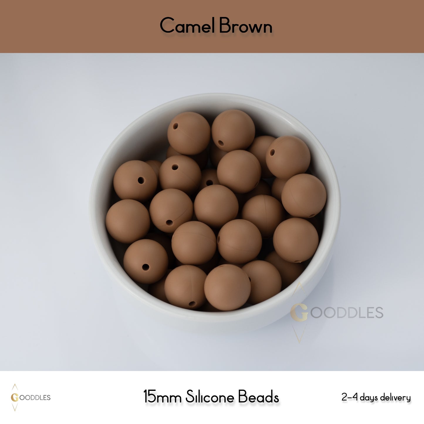 5pcs, Camel Brown Silicone Beads Round Silicone Beads
